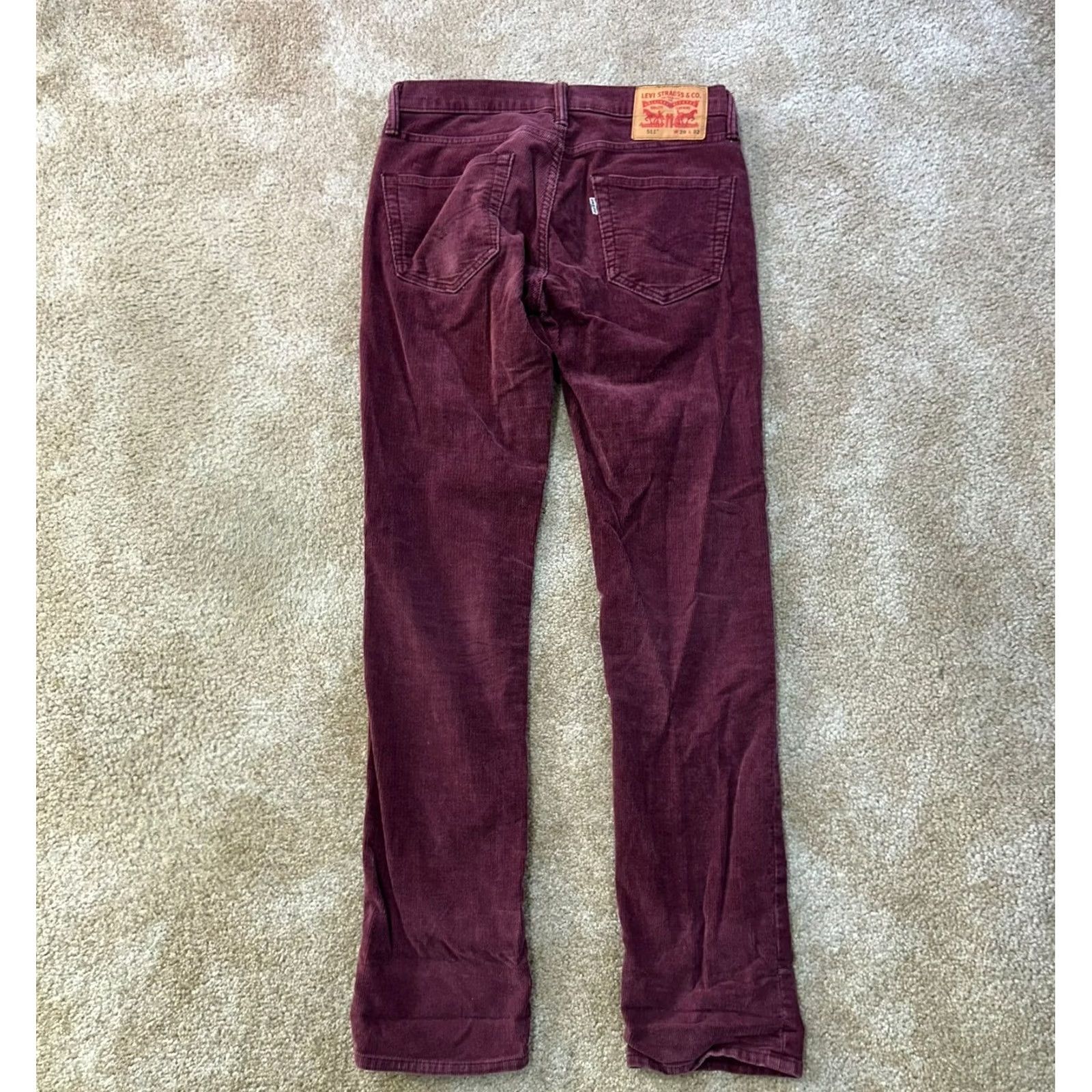 Levi's Levi's 511 Slim Straight Jeans Men 29x32 Red Corduroy Pants Regular Inseam 32" 5-Pocket Denim Vintage: No Size US 29 - 7 Thumbnail