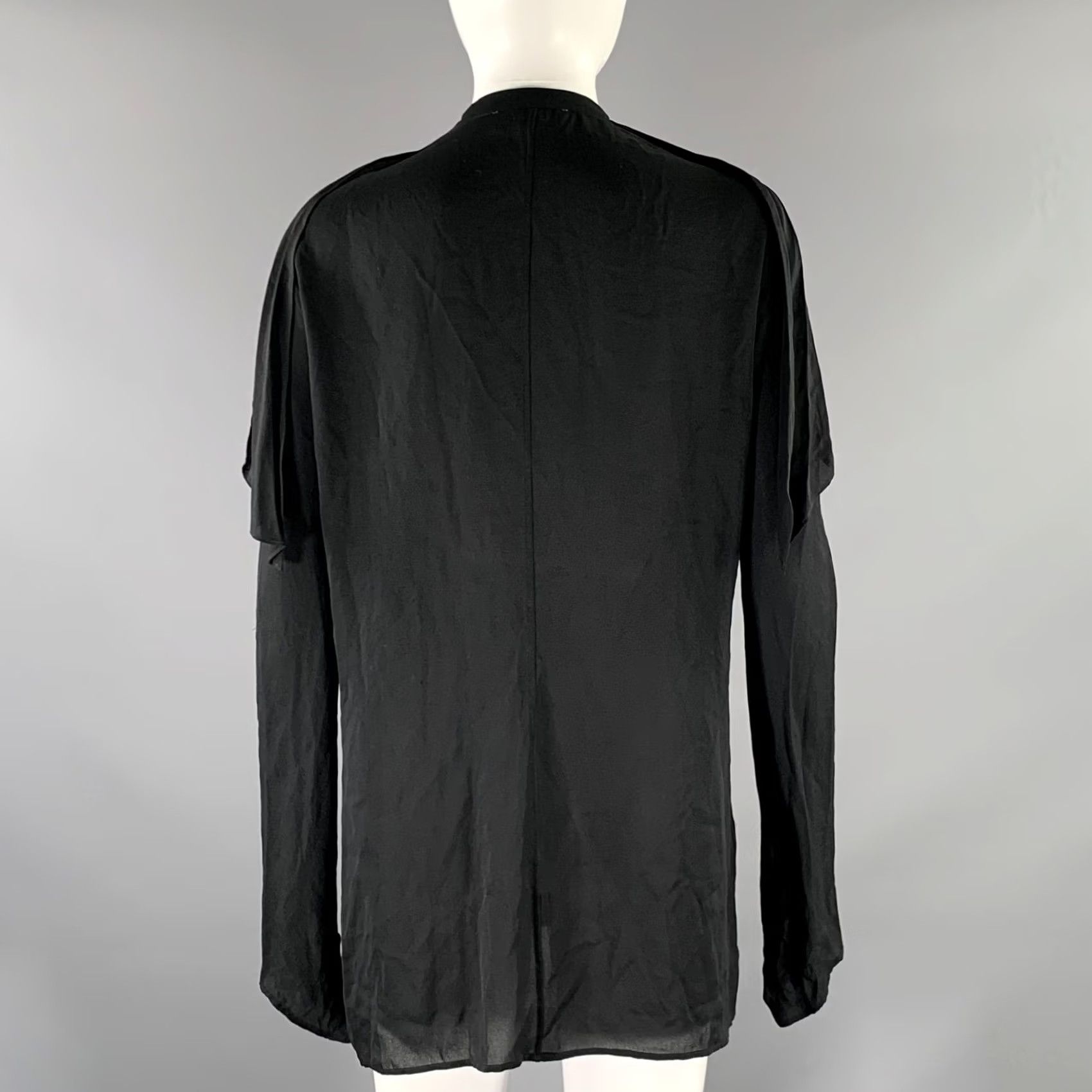 Jil Sander JIL SANDER Size 0 Black Silk Ruffled Blouse Size XS / US 0-2 / IT 36-38 - 4 Thumbnail