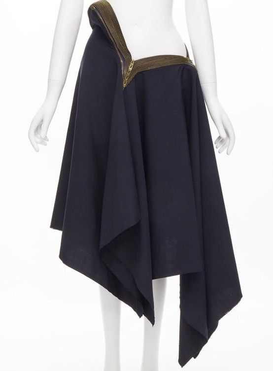 Comme des Garcons Distressed zipper trimmed draped raw handkerchief skirt Size 30" / US 8 / IT 44 - 10 Thumbnail