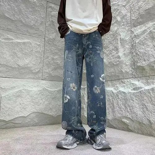 Japanese Brand × Jean Vintage washed all over printed jacquard wide leg jeans Size US 32 / EU 48 - 3 Thumbnail
