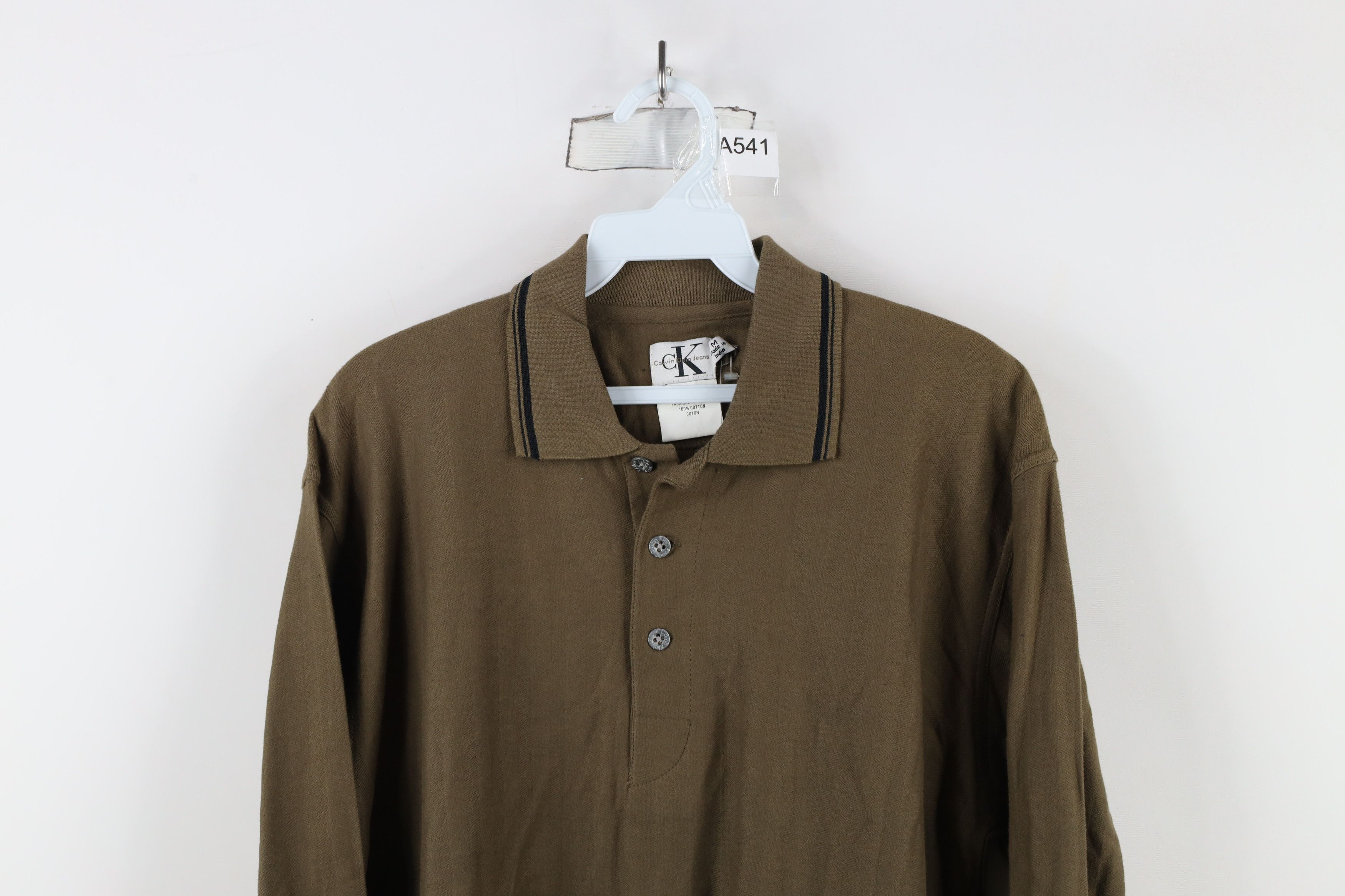 Calvin Klein × Vintage Deadstock Vintage 90s Calvin Klein Long Sleeve Polo Size US M / EU 48-50 / 2 - 2 Thumbnail
