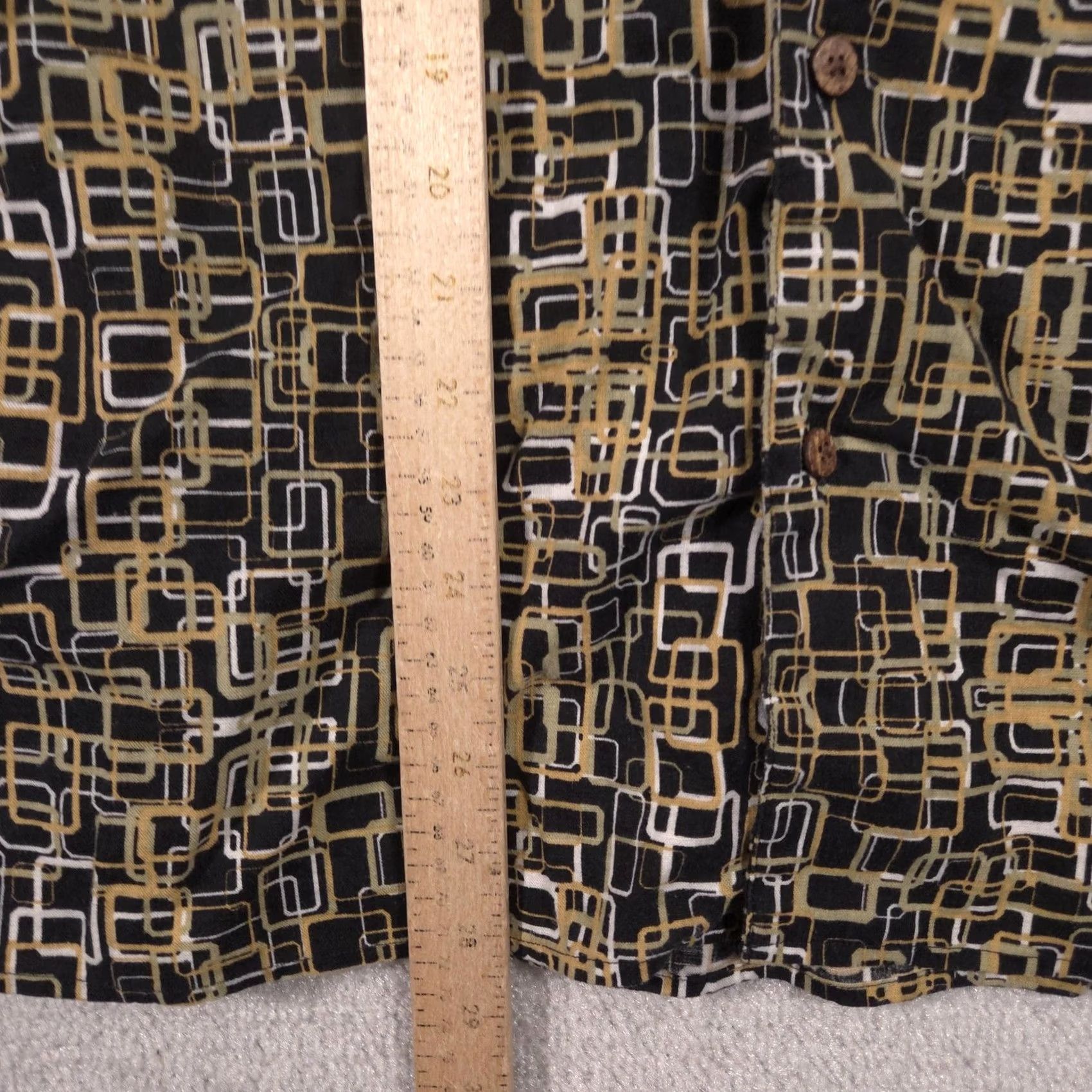 Vintage Statements Shirt Mens Medium Black Geometric Linen Button Front Short Sleeve Size US M / EU 48-50 / 2 - 7 Thumbnail