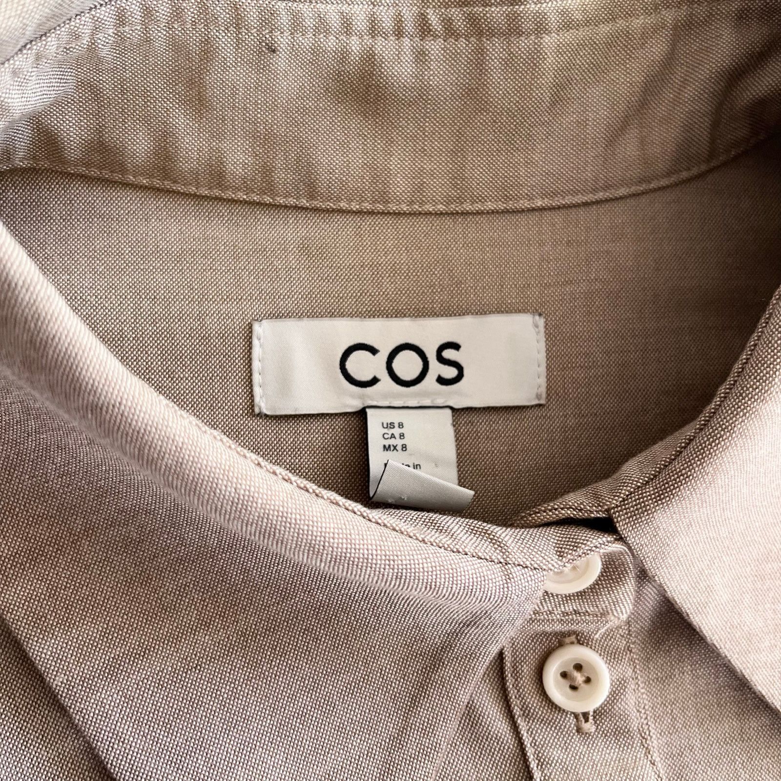 Cos COS Beige Wool Blend Oversized Collar Midi Shirt Dress Size M / US 6-8 / IT 42-44 - 10 Thumbnail