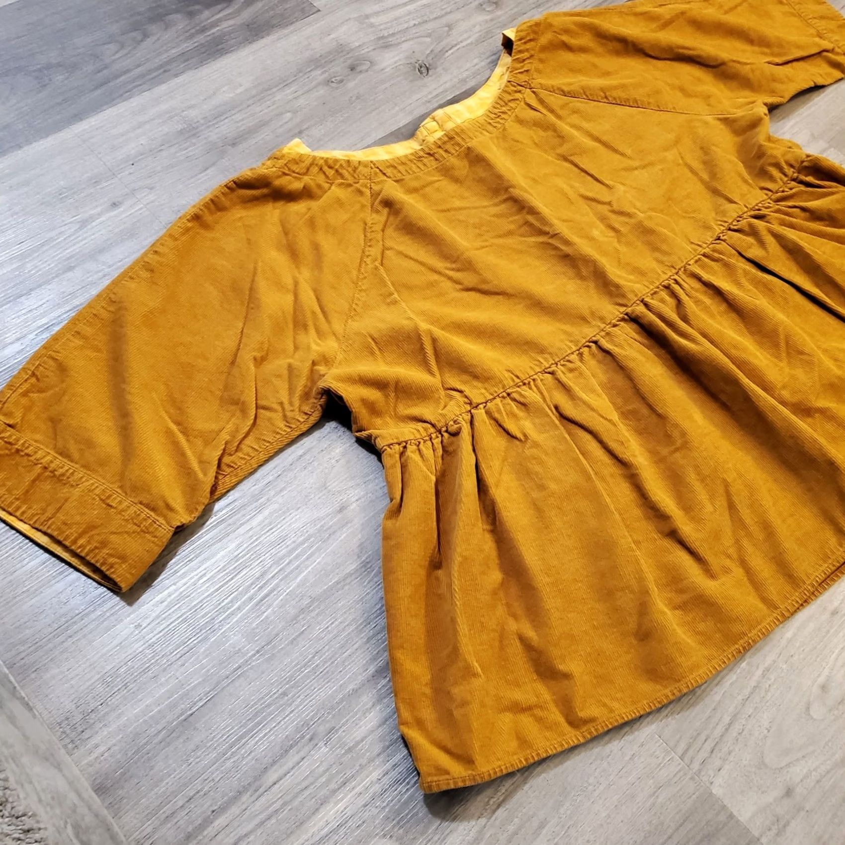 Vintage Anthropologie Maeve Maria Shirt Womens M Yellow Corduroy Tunic Top Sleeve Size M / US 6-8 / IT 42-44 - 4 Thumbnail