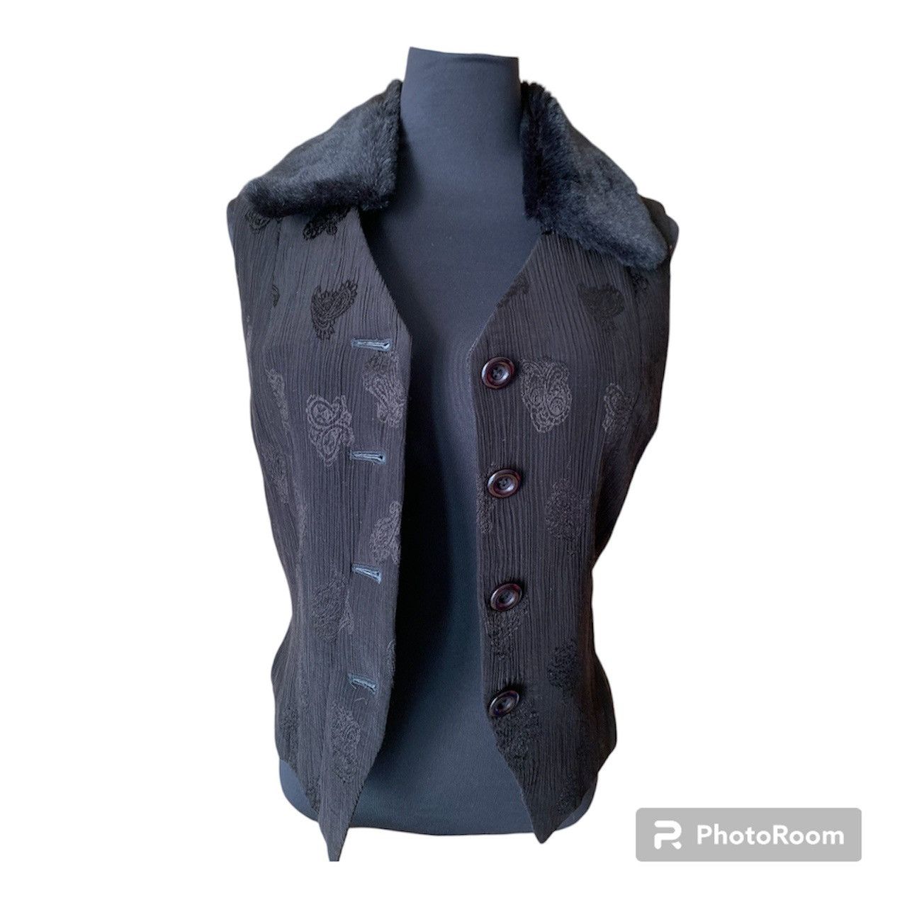 Vintage Vintage 90s Silk Fur Lined Button-Up Vest Size M / US 6-8 / IT 42-44 - 15 Thumbnail
