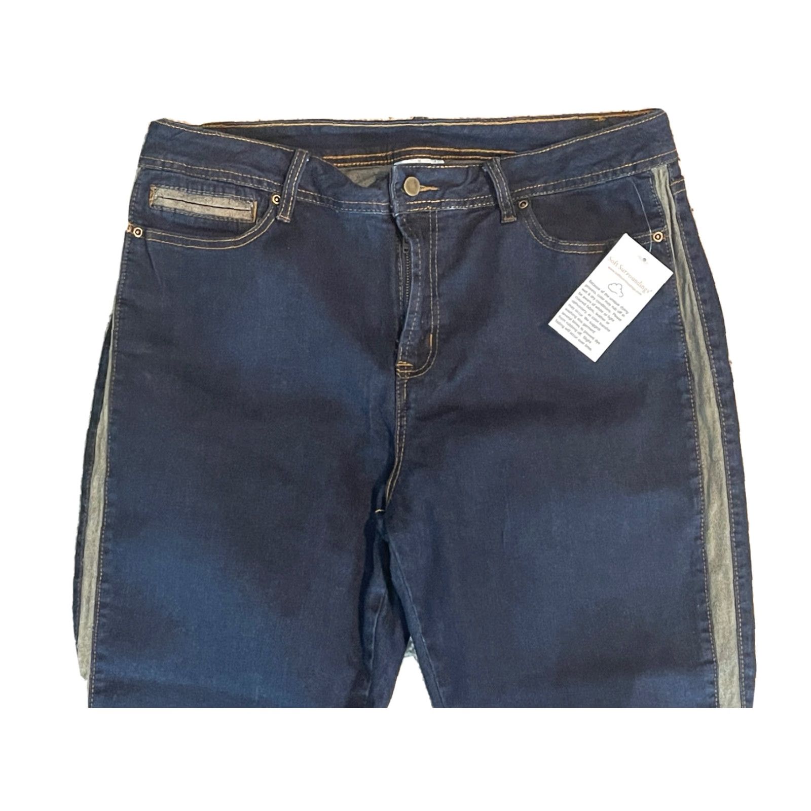 Soft Surroundings Soft Surroundings Jeans Women's 16P High Rise Skinny Dark Wash Denim 5-Pocket Zip Faux Suede Side Stretch Petite Full Length Size 38" / US 16 / IT 52 - 2 Thumbnail