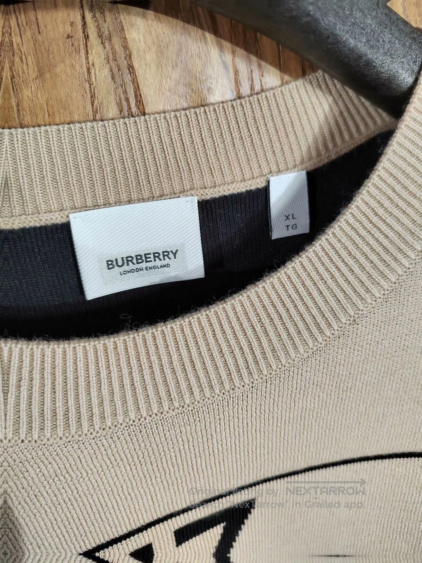 Burberry Burberry Wool Knit Sweater in Beige. Size US XL / EU 56 / 4 - 2 Thumbnail
