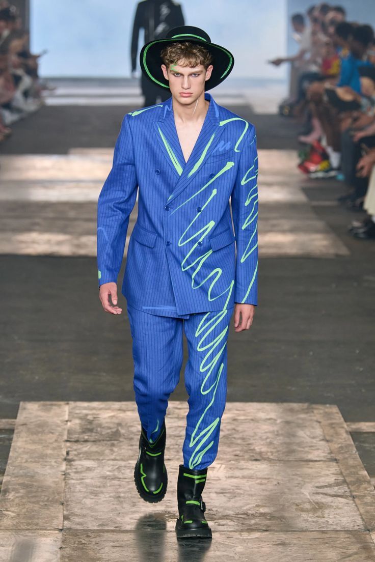 Moschino !DS! AW22 Moschino Graphic Print Double Breasted Blue Blazer Size US M / EU 48-50 / 2 - 1 Thumbnail