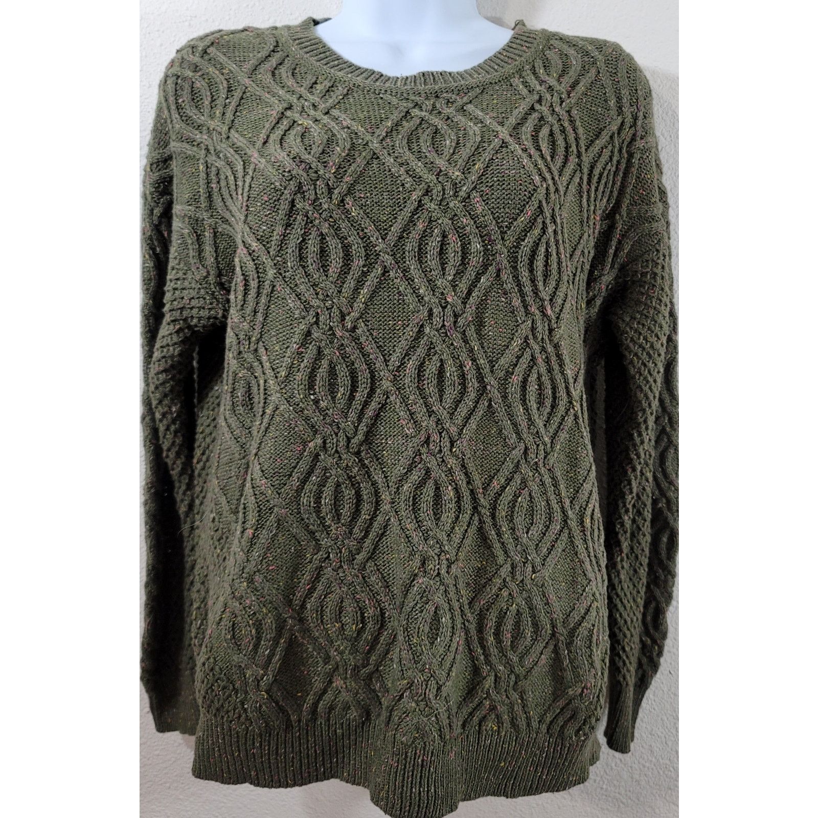 Other Time And Tru Green Olive Branch Cable Knit Sweater Large Size L / US 10 / IT 46 - 1 Thumbnail
