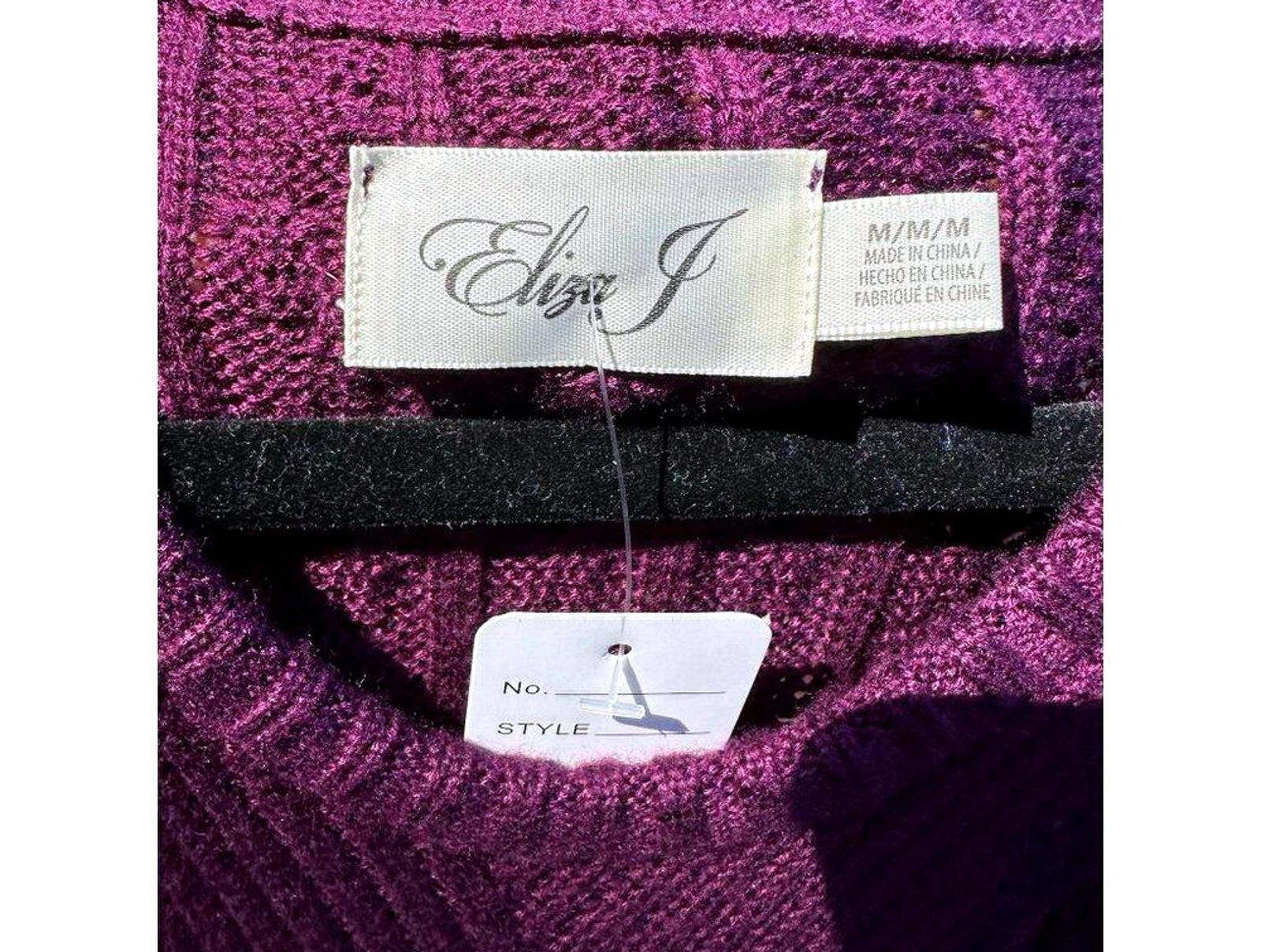 Designer Eliza J Womens Purple Cable Knit Sweater Dress Size L / US 10 / IT 46 - 3 Thumbnail