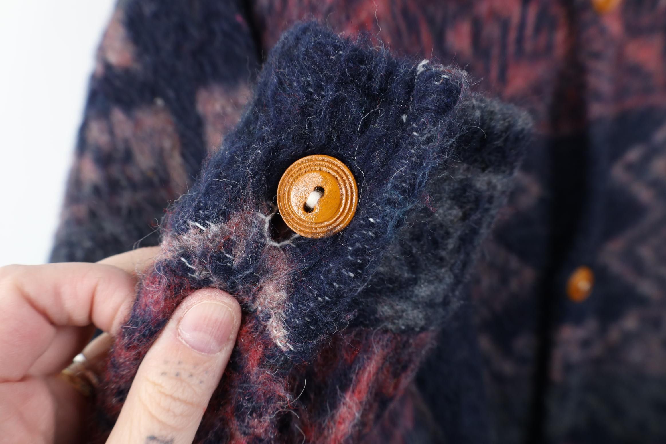 Vintage Vintage 90s Streetwear Geometric Wool Button Jacket Size US L / EU 52-54 / 3 - 7 Thumbnail