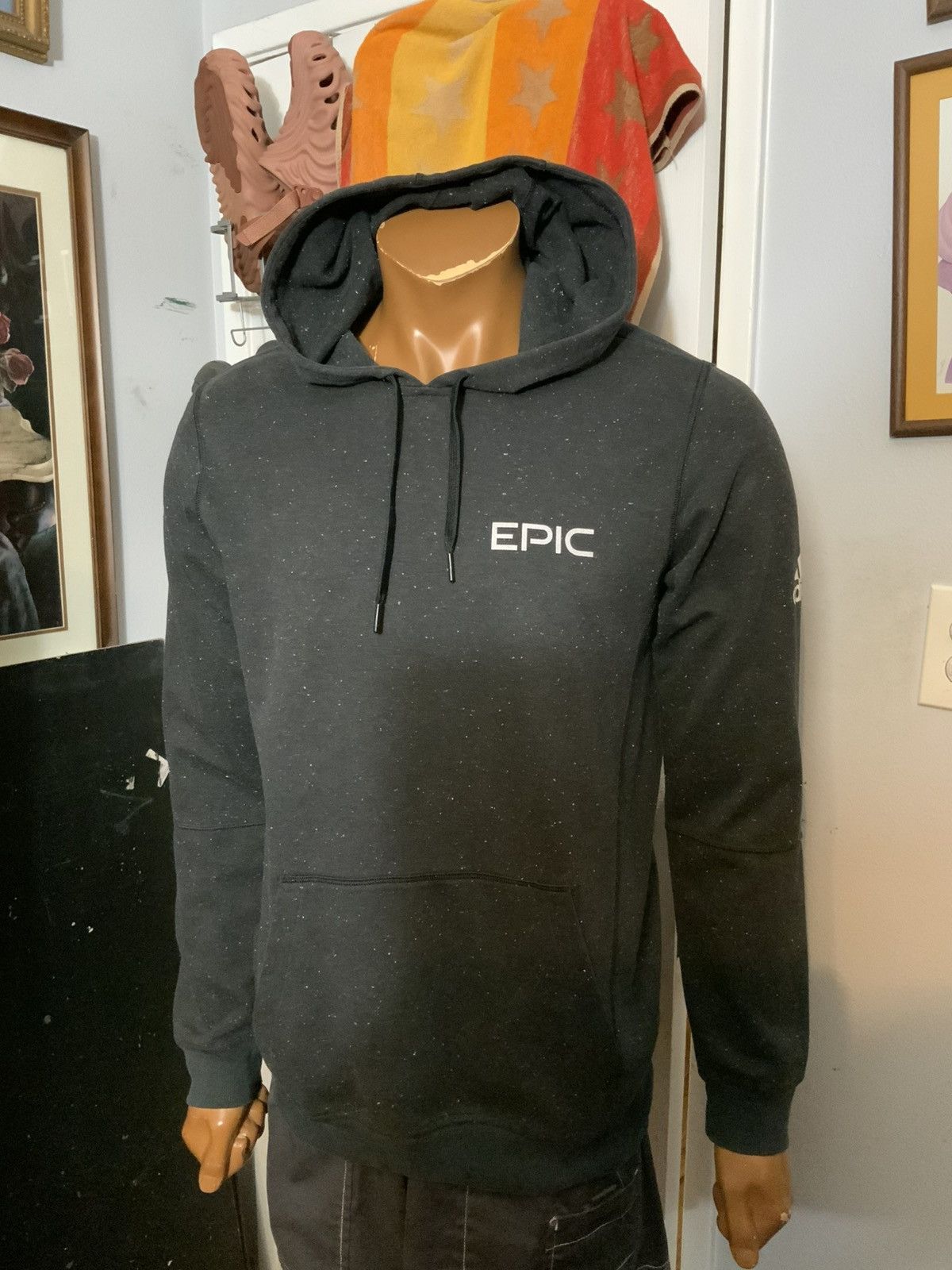 Adidas Adidas Essentials Epic Speckled Charcoal Pullover Hoodie Size US M / EU 48-50 / 2 - 9 Thumbnail