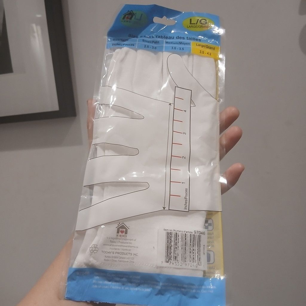 The Unbranded Brand NWT %100 Cotton Gloves In White Size Large Size ONE SIZE - 7 Thumbnail