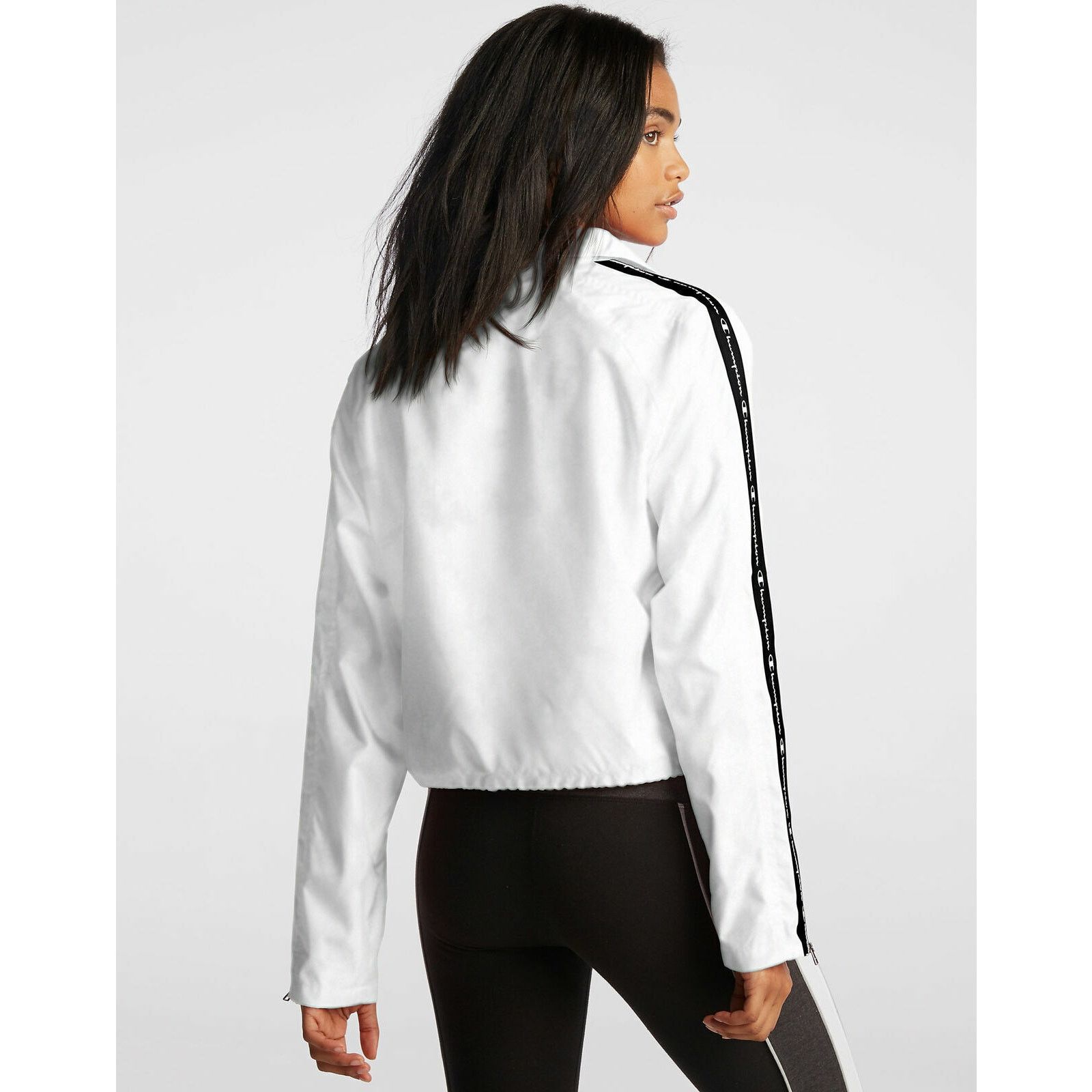 Champion Champion Jacket Women L Cropped White Snap Tape Coaches Size L / US 10 / IT 46 - 3 Thumbnail