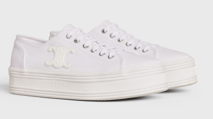 Celine o1w1db10125 346272220C Jane Low Lace Up Sneakers in White Size US 8 / IT 38 - 2 Thumbnail