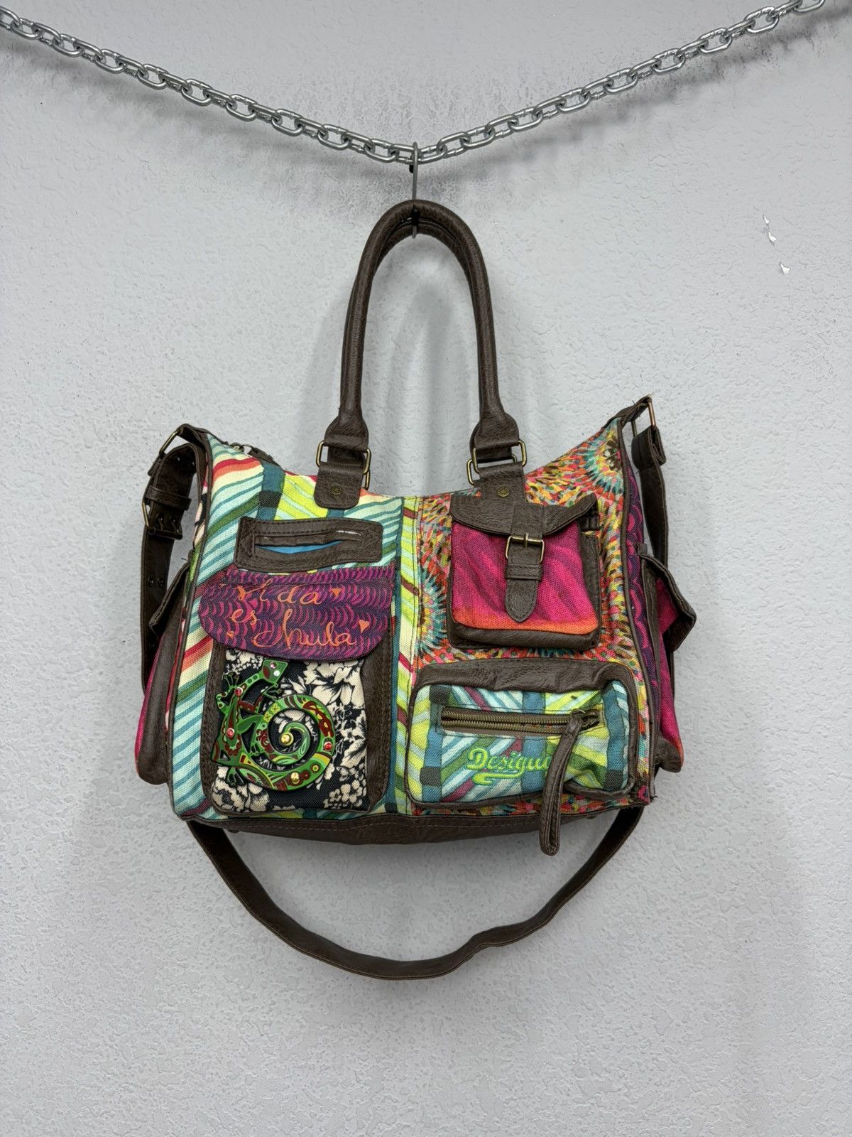 KMRii Desigual Patchwork Messenger Bag Y2K Boho Hippie Festival Size ONE SIZE - 1 Thumbnail