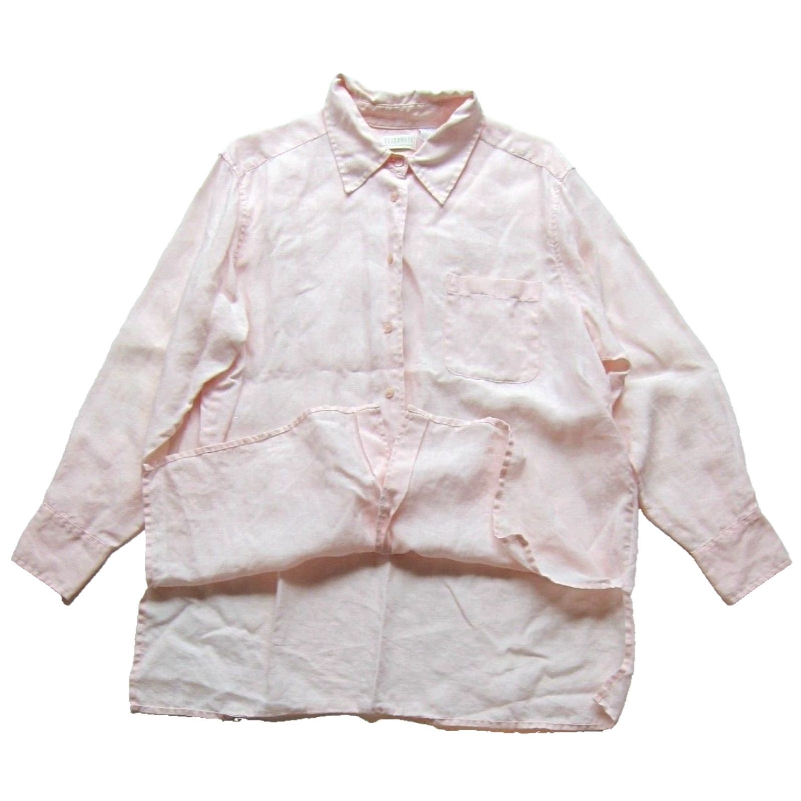 Liz Claiborne Vtg Liz Claiborne Elisabeth Linen Pink Collared Button Up Long Sleeve Blouse 16 Size XXL / US 16-18 / IT 52-54 - 5 Thumbnail