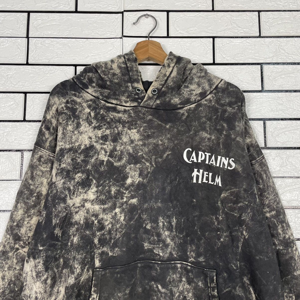 Japanese Brand Captain Helm Black Acid Wash Hoodie Size US XL / EU 56 / 4 - 11 Thumbnail