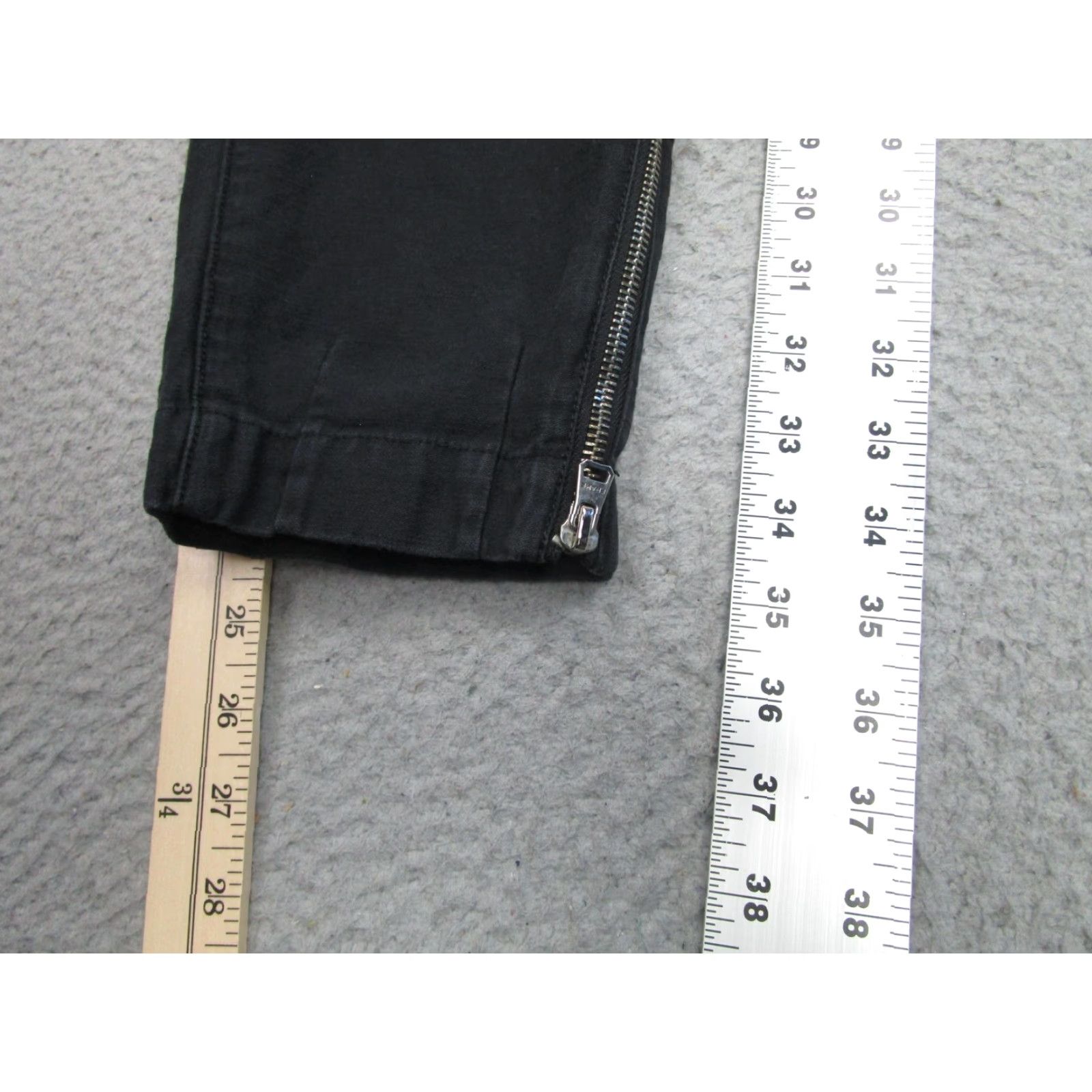Frame Frame Pants 23 Black High Rise Moto Zip Ankle Tapered Gothic Punk Womens Size 40" / US 18 - 2 Thumbnail