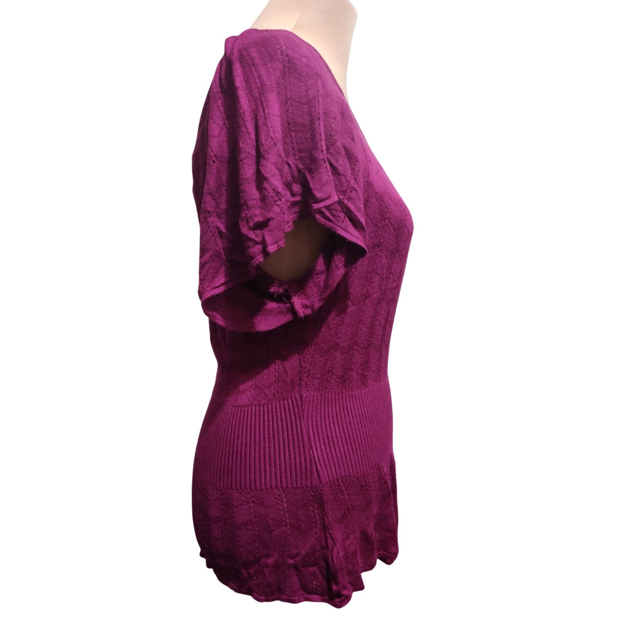 Other Twenty one Womens Blouse Knit Chic Flutter Short Sleeve Pepl Size S / US 4 / IT 40 - 4 Thumbnail