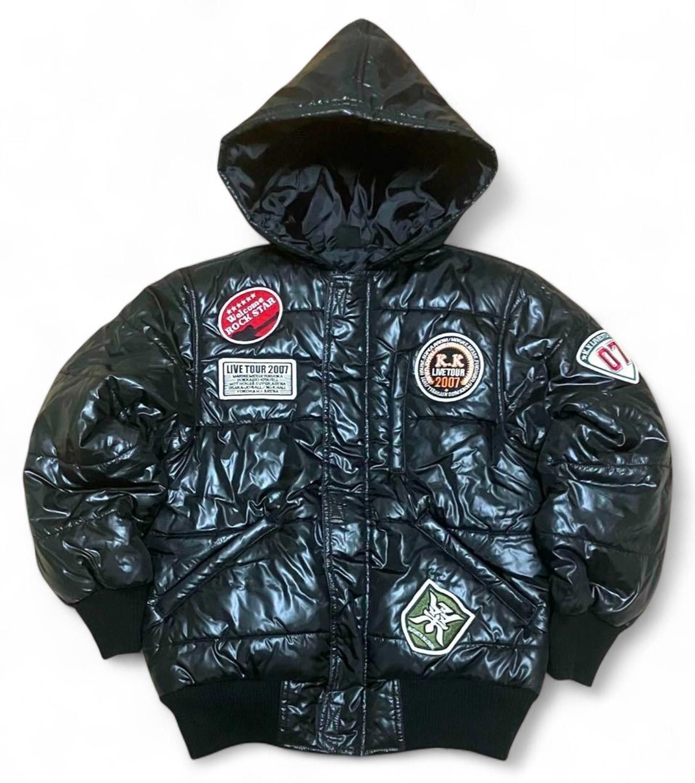 Unknown London Kuwa - Black Hooded Puffer Jacket Patches Size US M / EU 48-50 / 2 - 2 Thumbnail