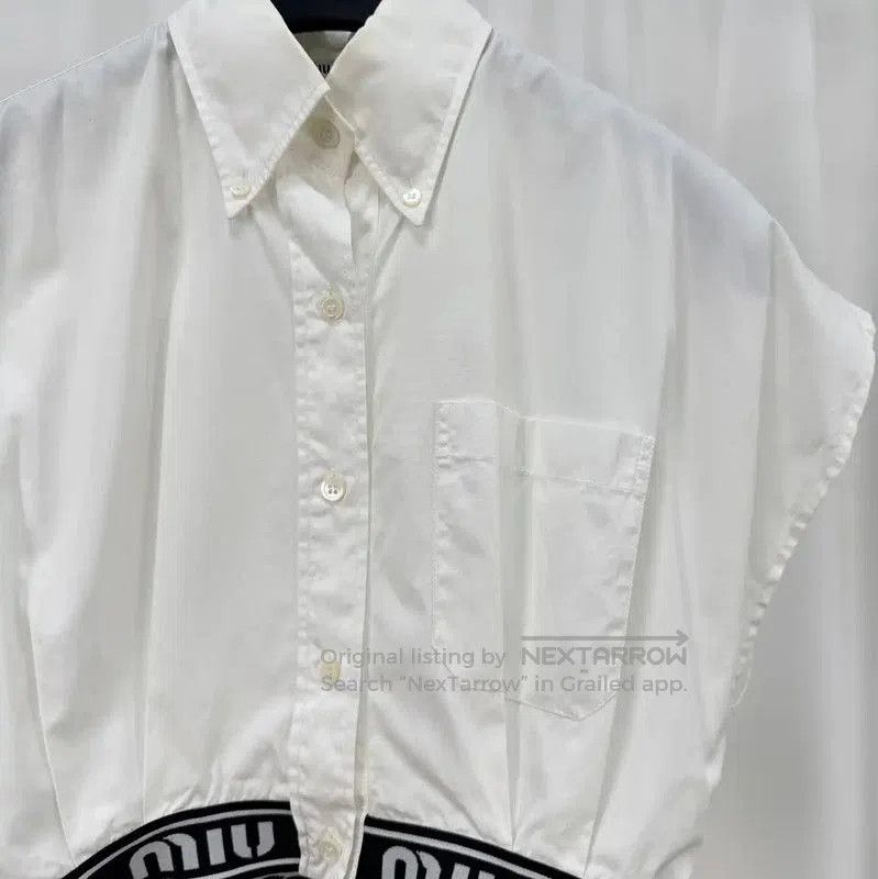 Miu Miu Miu Miu White Cotton Embroidered Logo Crop T-shirt . Size S / US 4 / IT 40 - 3 Thumbnail