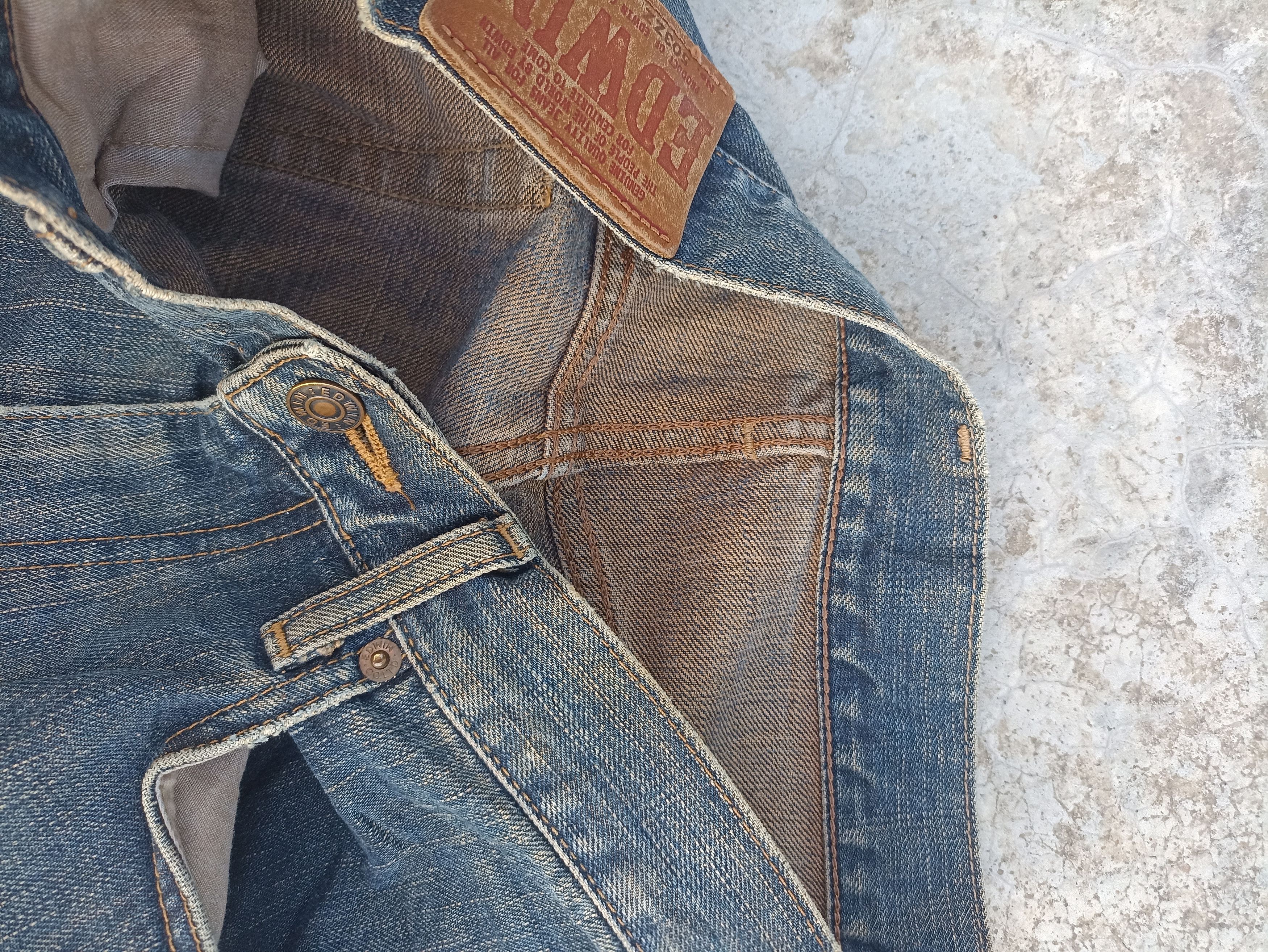 Beauty Beast Vintage Edwin jeans Edwin 503ZZ denim washed blue faded Size US 33 - 18 Thumbnail