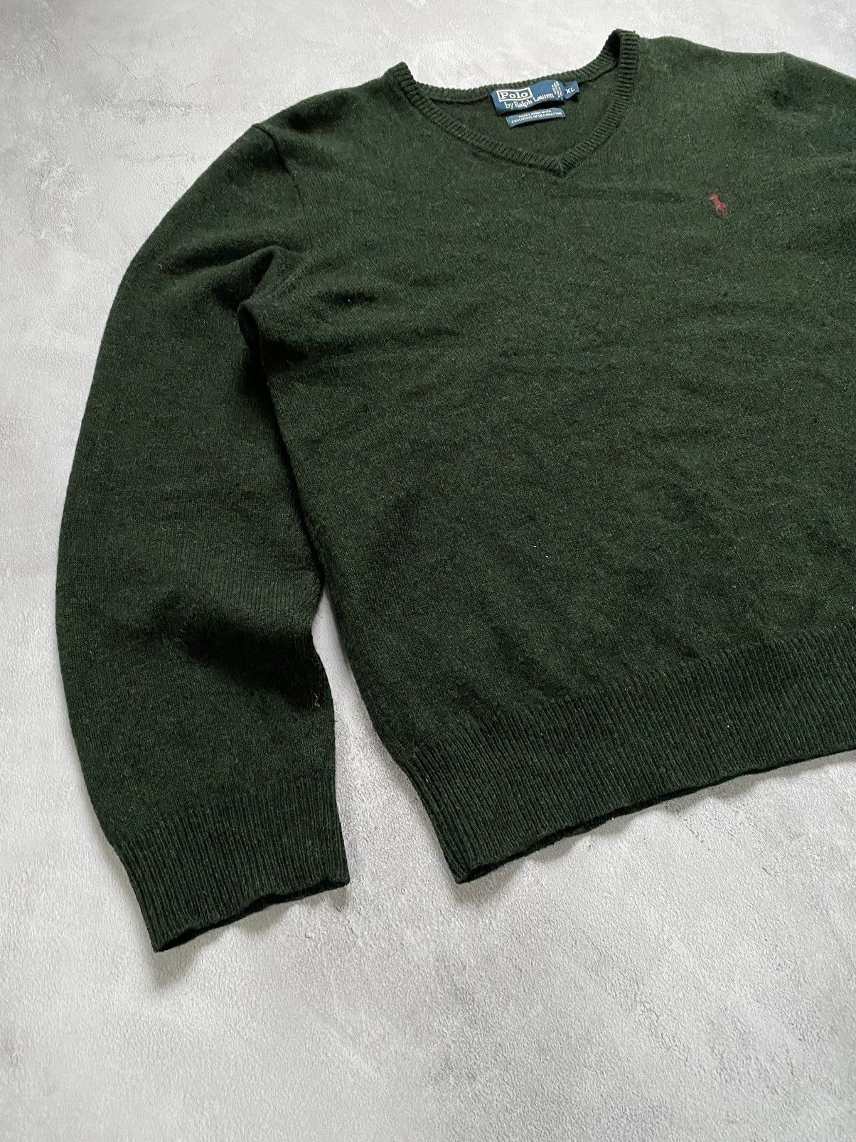 Polo Ralph Lauren × Ralph Lauren Vintage 90s Polo Ralph Lauren 100% Lambs Wool Green Sweater Size US XL / EU 56 / 4 - 2 Thumbnail