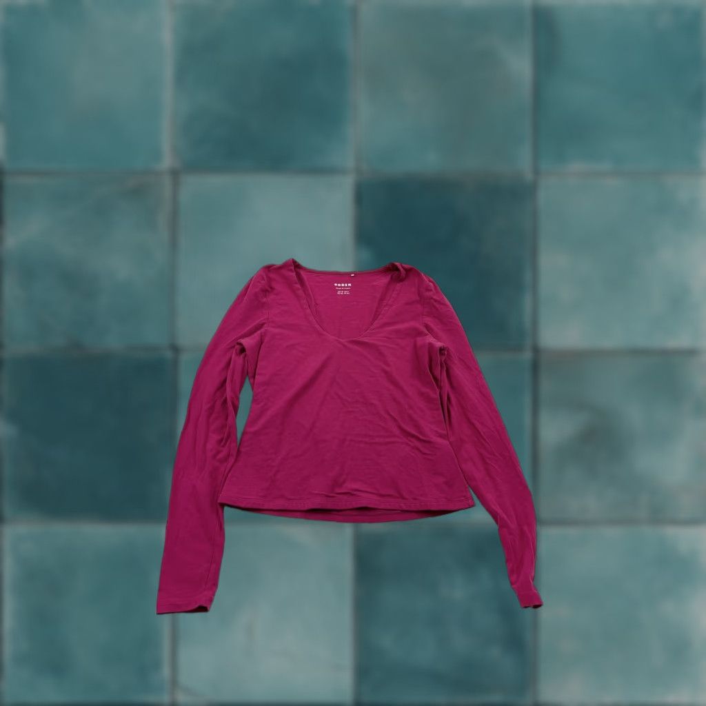 Boden Boden Shirt Women US 8 Magenta Pink Cotton Stretch Scoop Neck Long Sleeve T-Shirt Solid Basic All Seasons Womens Size M / US 6-8 / IT 42-44 - 1 Thumbnail