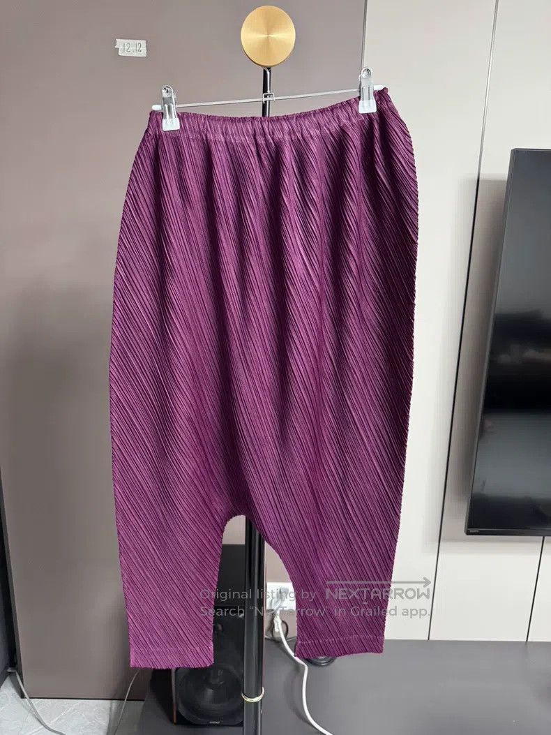 Issey Miyake Issey Miyake size:5 Twill Low-Crotch Pants - Wine Red Size 22" - 2 Thumbnail