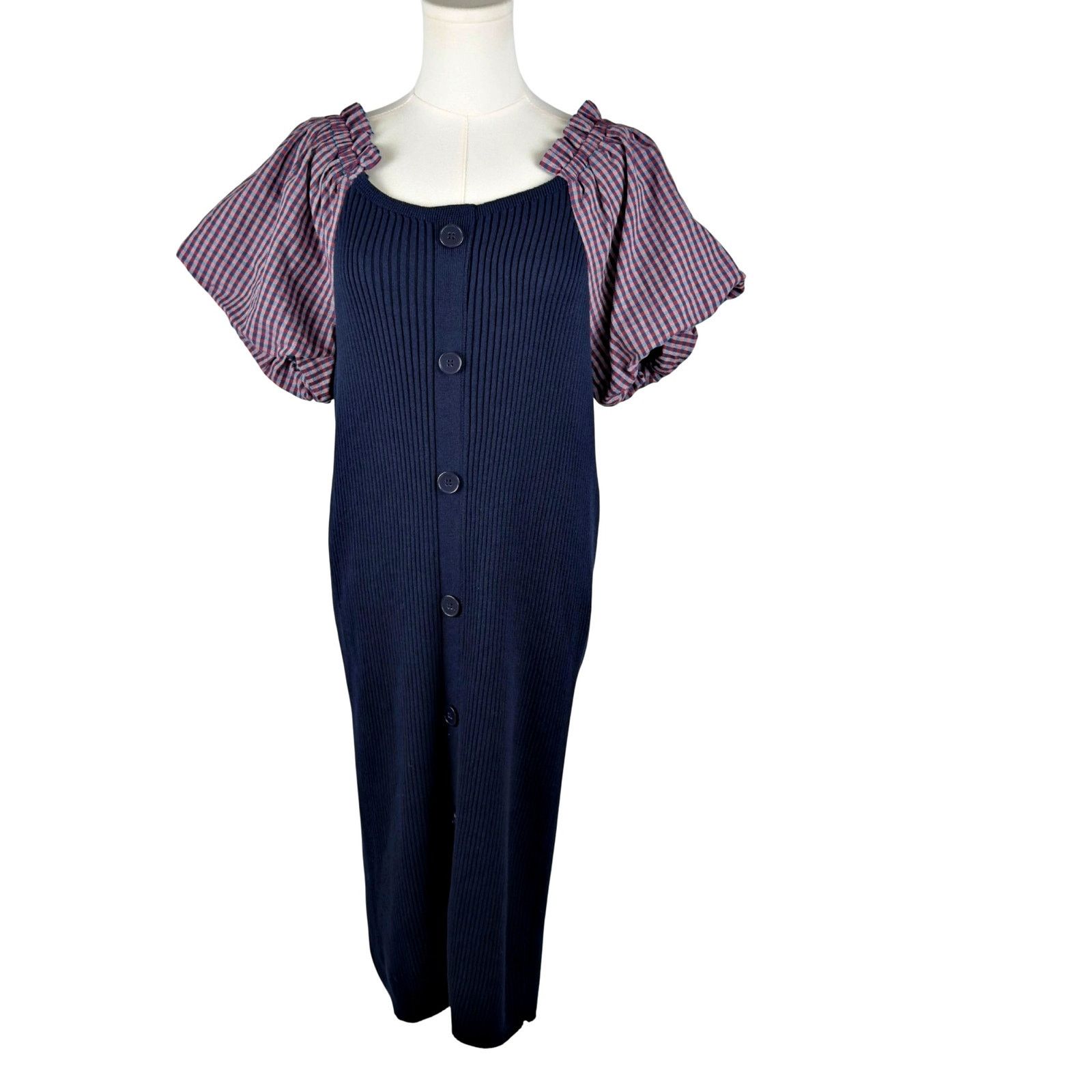 Anthropologie Maeve Anthropologie Ribbed Puff Sleeve Bodycon Mini Dress Size XL / US 12-14 / IT 48-50 - 3 Thumbnail