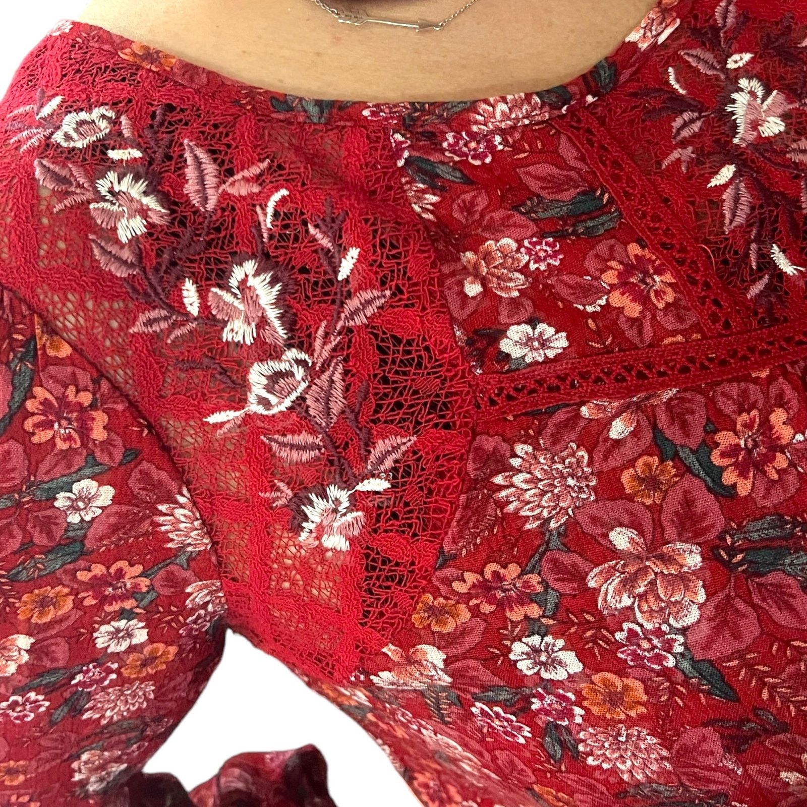 Other Tempesta Lace Detail 3/4 Sleeve Top - Stitch Fix Boho Blouse Size S / US 4 / IT 40 - 12 Thumbnail