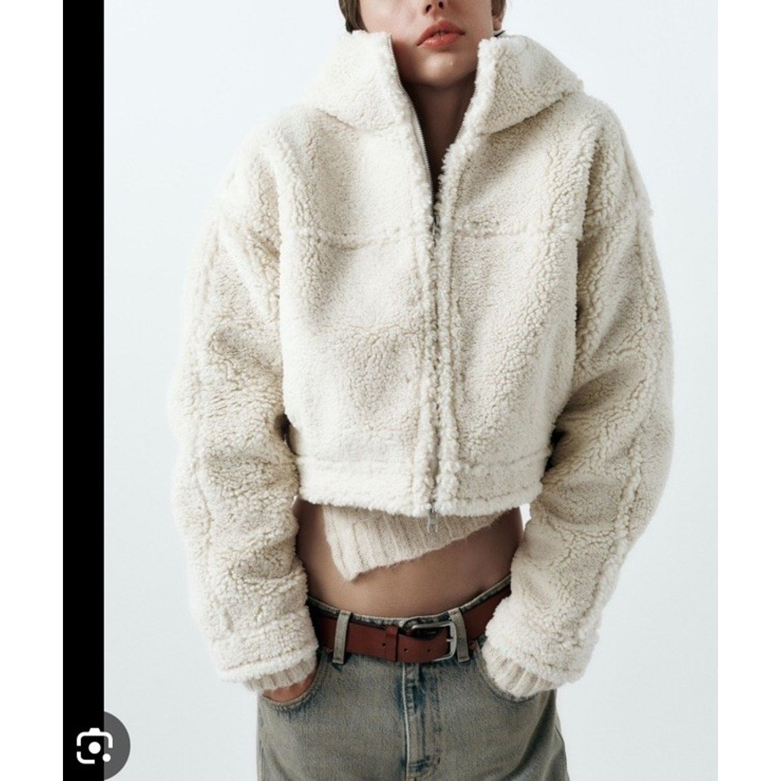 Zara Zara Size XS Zara Women's Plush Cream Teddy Jacket Size XS / US 0-2 / IT 36-38 - 4 Thumbnail