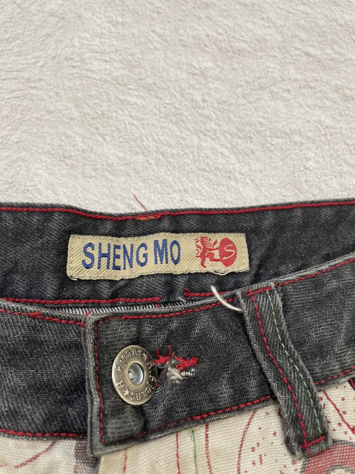 Japanese Brand 2000s Sheng Graphic Denim Wash Black Jeans Japan Y2K Size US 31 - 5 Thumbnail