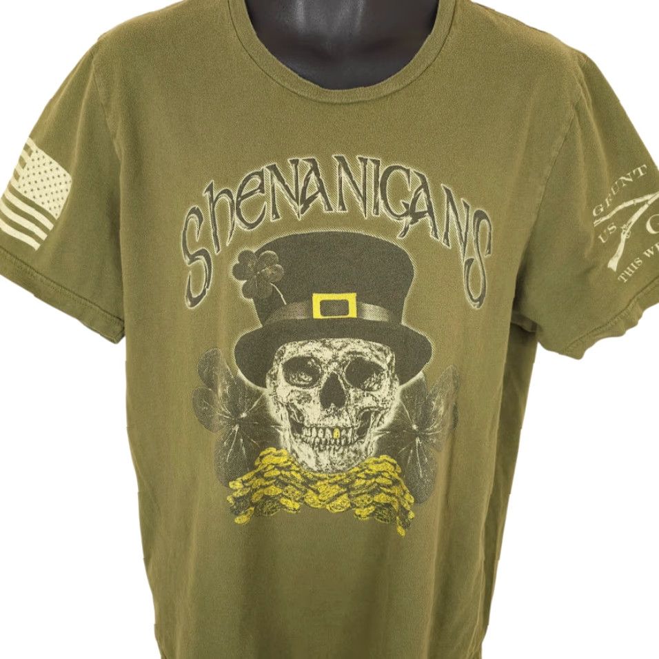 Vintage Grunt Style Shenanigans T Shirt Mens XL Green Leprechaun Skull Shirt Mens XL Green Leprechaun Skull Size US XL / EU 56 / 4 - 2 Thumbnail