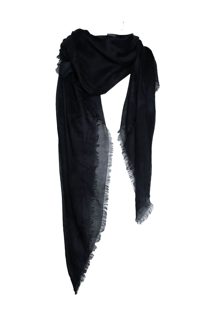 Valentino Valentino, cameo printed fringes scarf in black Size ONE SIZE - 1 Thumbnail