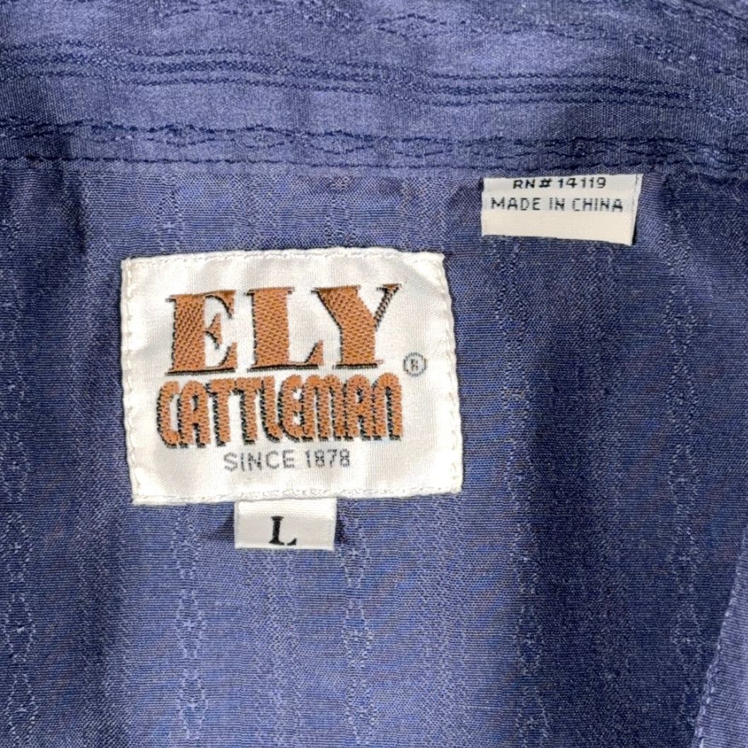 Vintage VINTAGE Ely Cattleman Western Shirt Adult LARGE Blue Pearl Snap Cowboy Dobby 90s Size US L / EU 52-54 / 3 - 3 Thumbnail