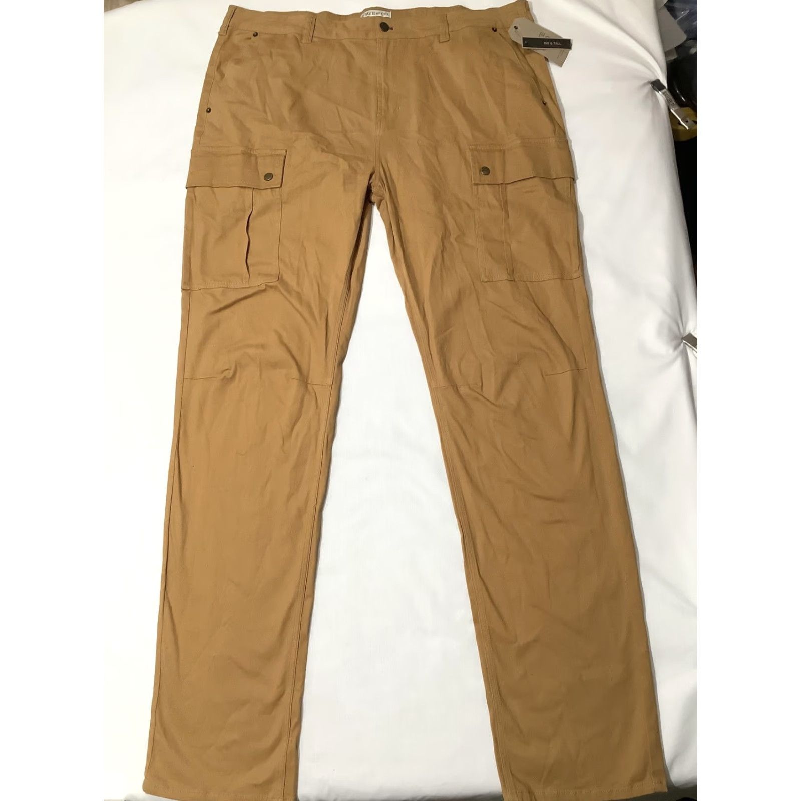 Frye Frye & Co Pants Mens 40x36 Beige Cargo Straight Leg Big & Tall Stretch Workwear Size US 40 / EU 56 - 2 Thumbnail