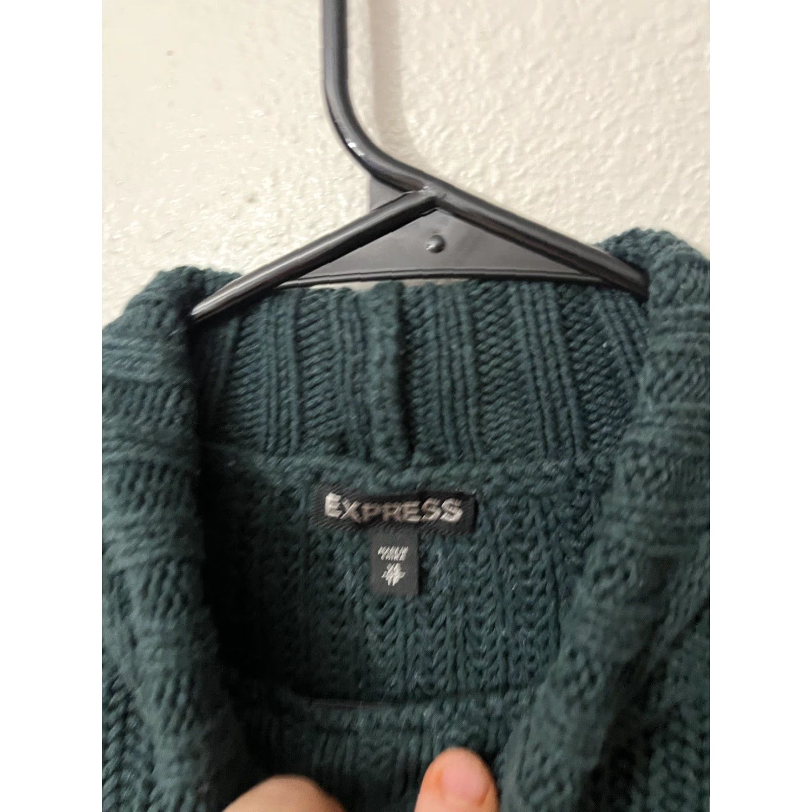Express EXPRESS Women's Sweater XS Green Knit Mock Neck Pullover Relaxed Stretch Size XS / US 0-2 / IT 36-38 - 3 Thumbnail