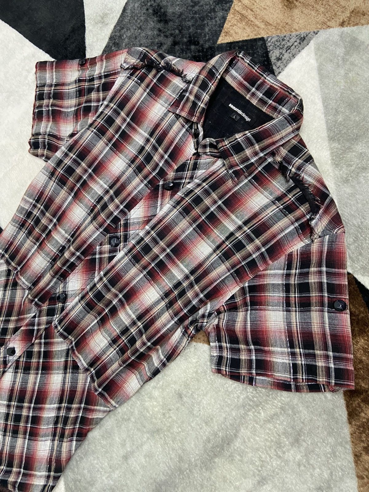 semanticdesign 2000s Semanticdesign Shadowplaid Grunge Dress Shirts Size L / US 10 / IT 46 - 5 Thumbnail