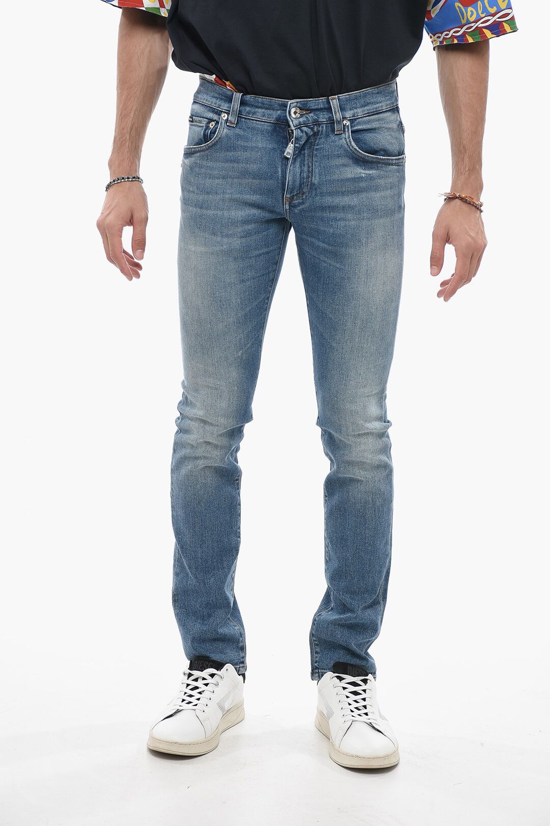 image of Dolce Gabbana Og1Mm0424 Skinny Fit Denim In Light Blue, Men's (Size 28)