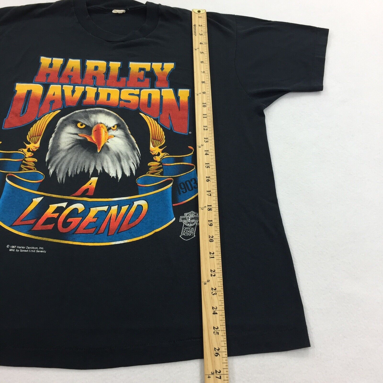 Harley Davidson RARE Vintage 1987 Harley Davidson Eagle Single Stitch TShirt Size US L / EU 52-54 / 3 - 9 Thumbnail