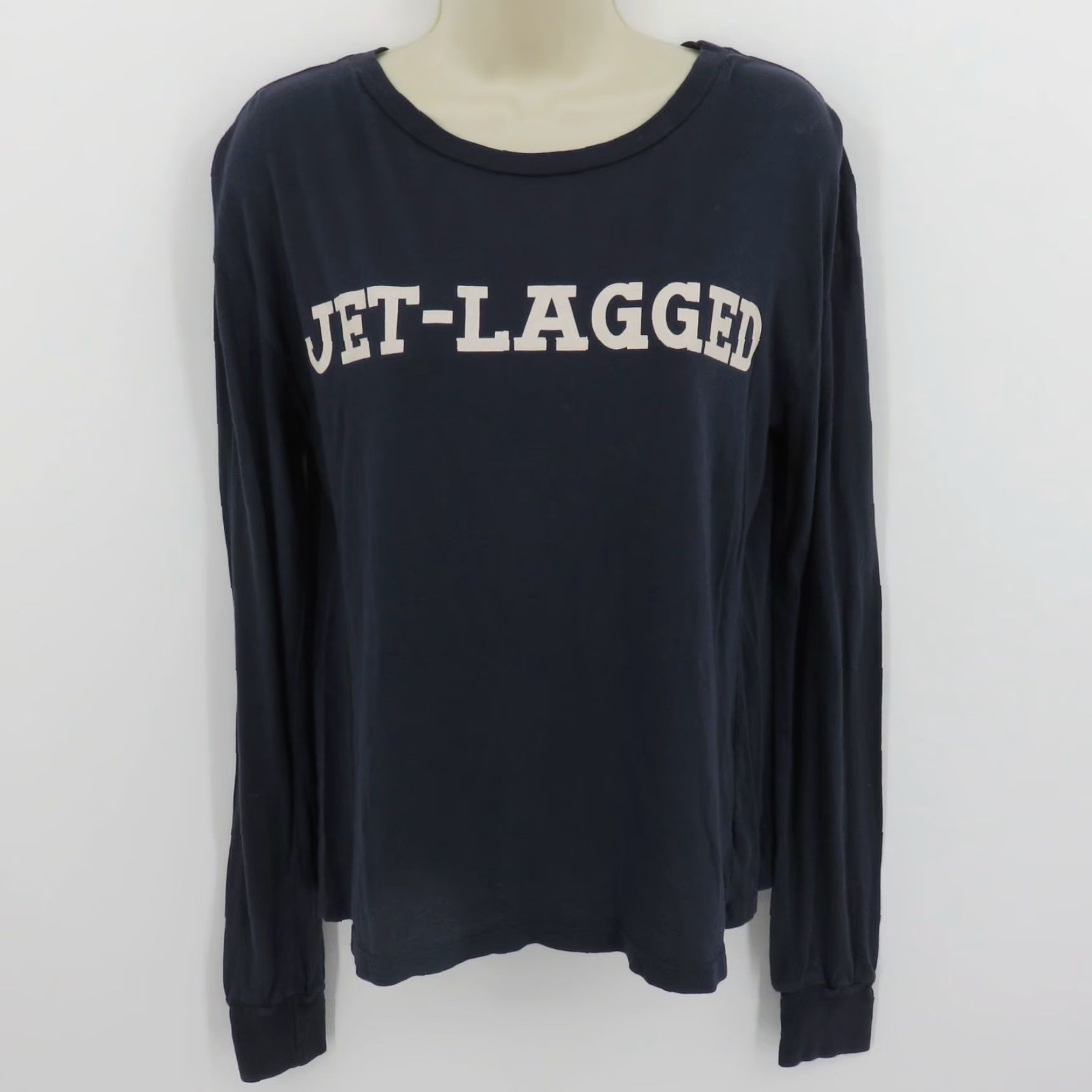 Wildfox Wildfox Women Small Jet Lagged Blue Spellout Long Sleeve T Shirt Top Blouse Shirt Blouse Size S / US 4 / IT 40 - 7 Thumbnail
