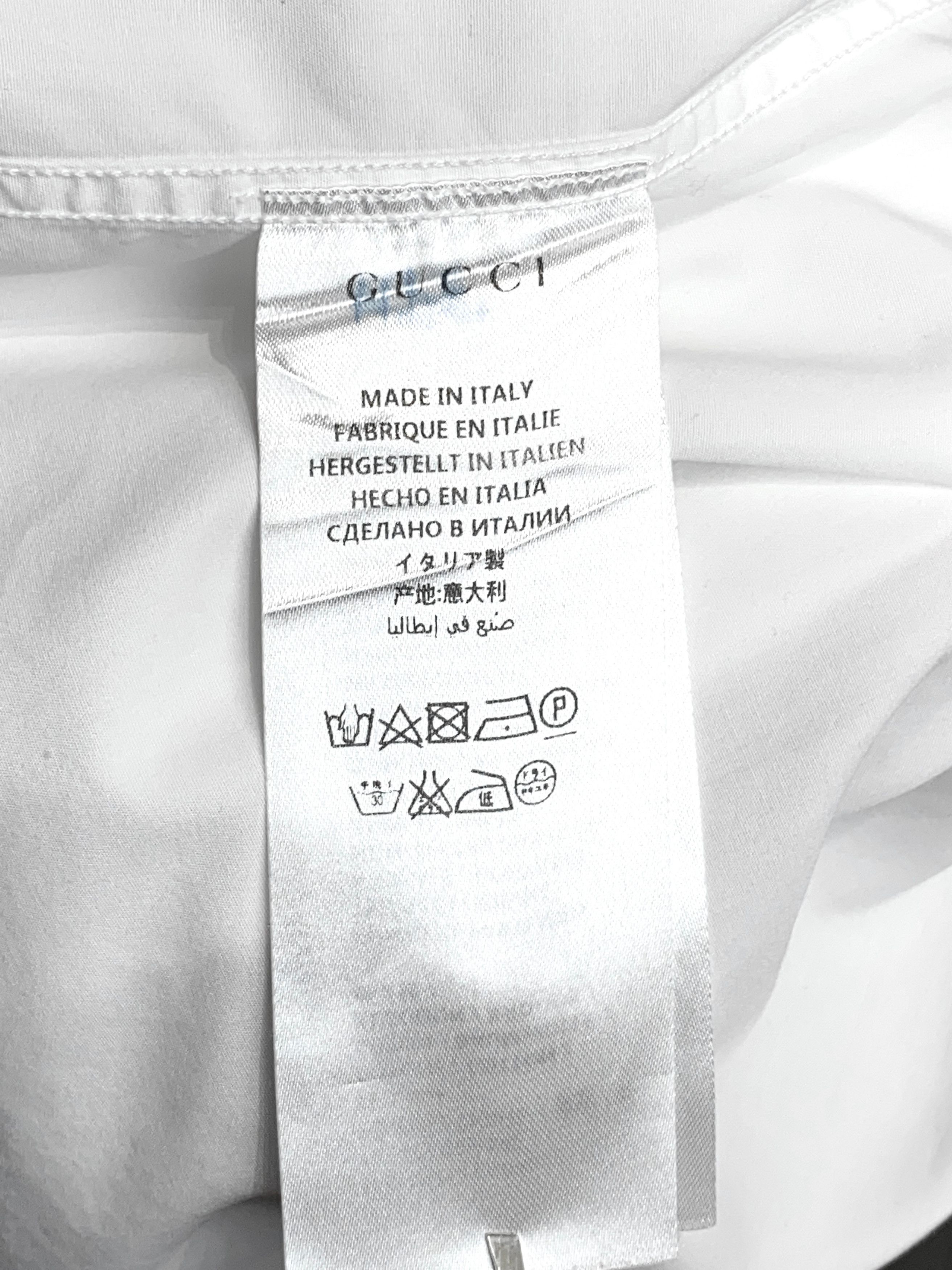 Gucci Gucci White Poplin Long Skinny Formal Classic Dress Shirt Size US L / EU 52-54 / 3 - 14 Thumbnail
