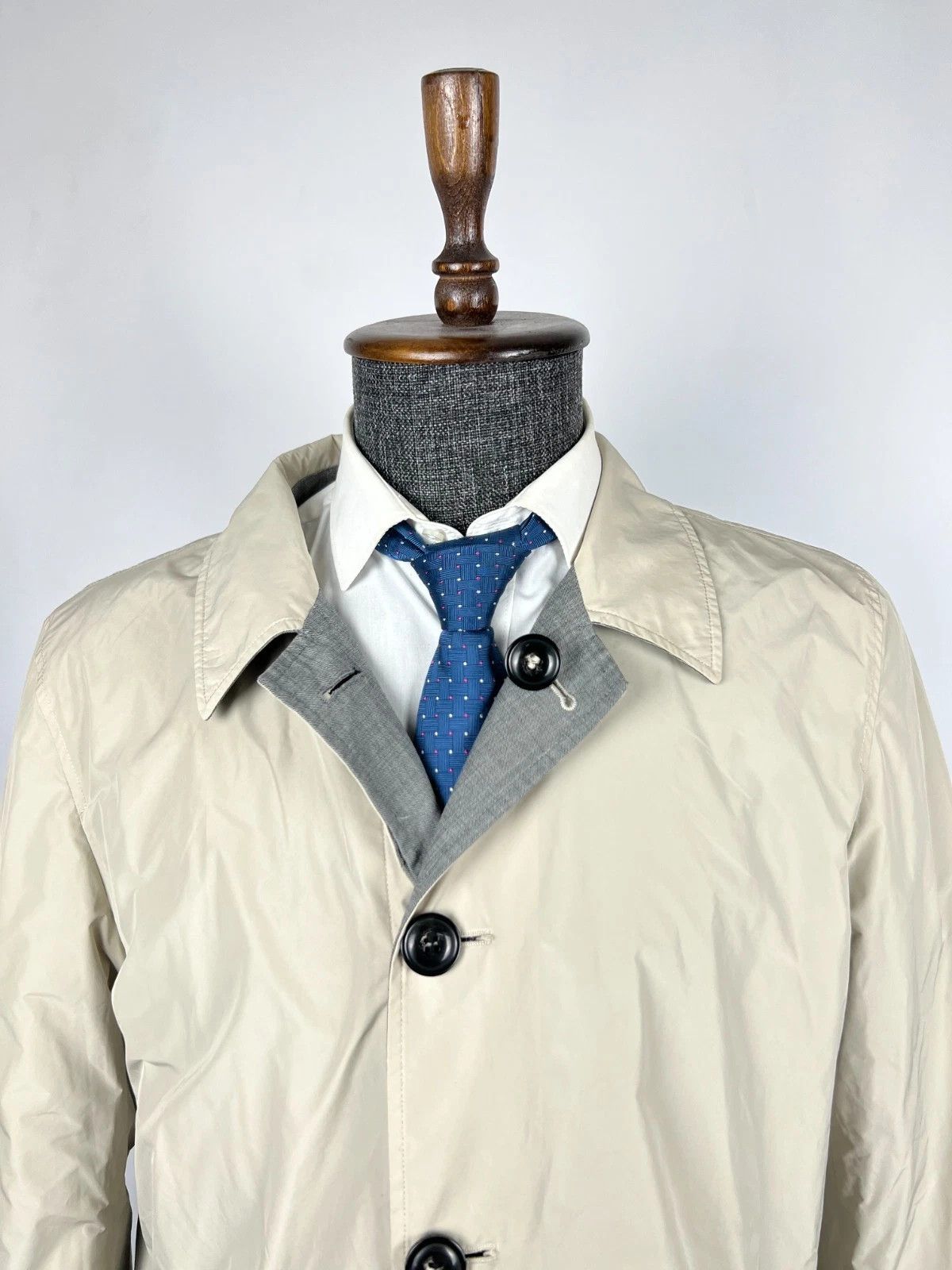Boggi Boggi Milano Grey Wool Ivory Nylon Overcoat Reversible Coat Size US L / EU 52-54 / 3 - 5 Thumbnail