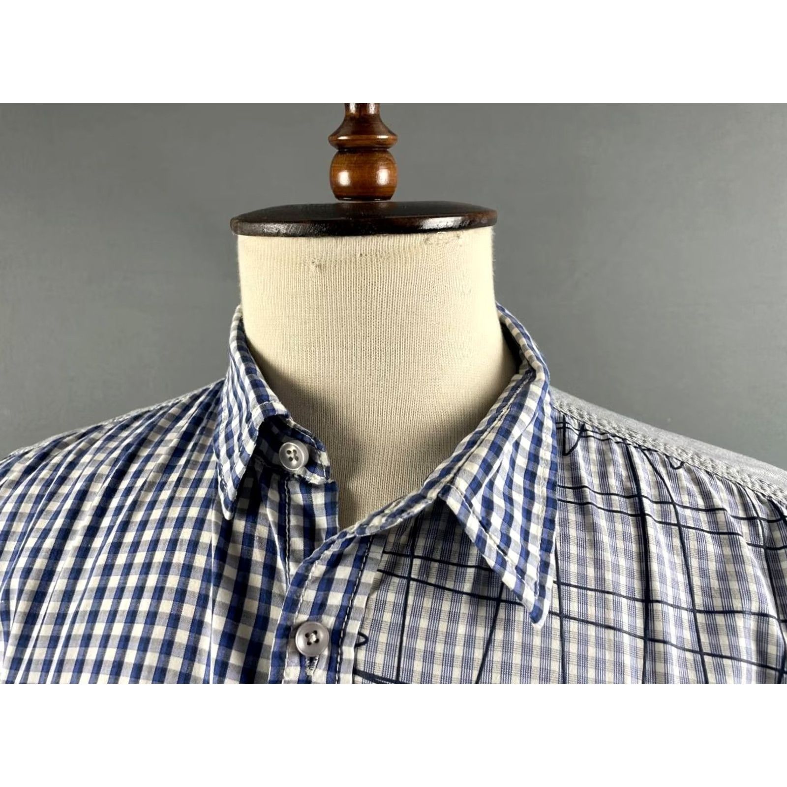 Desigual Desigual Shirt Mens XL Blue Casual Size Patchwork Long Sleeve Button Size US XL / EU 56 / 4 - 4 Thumbnail