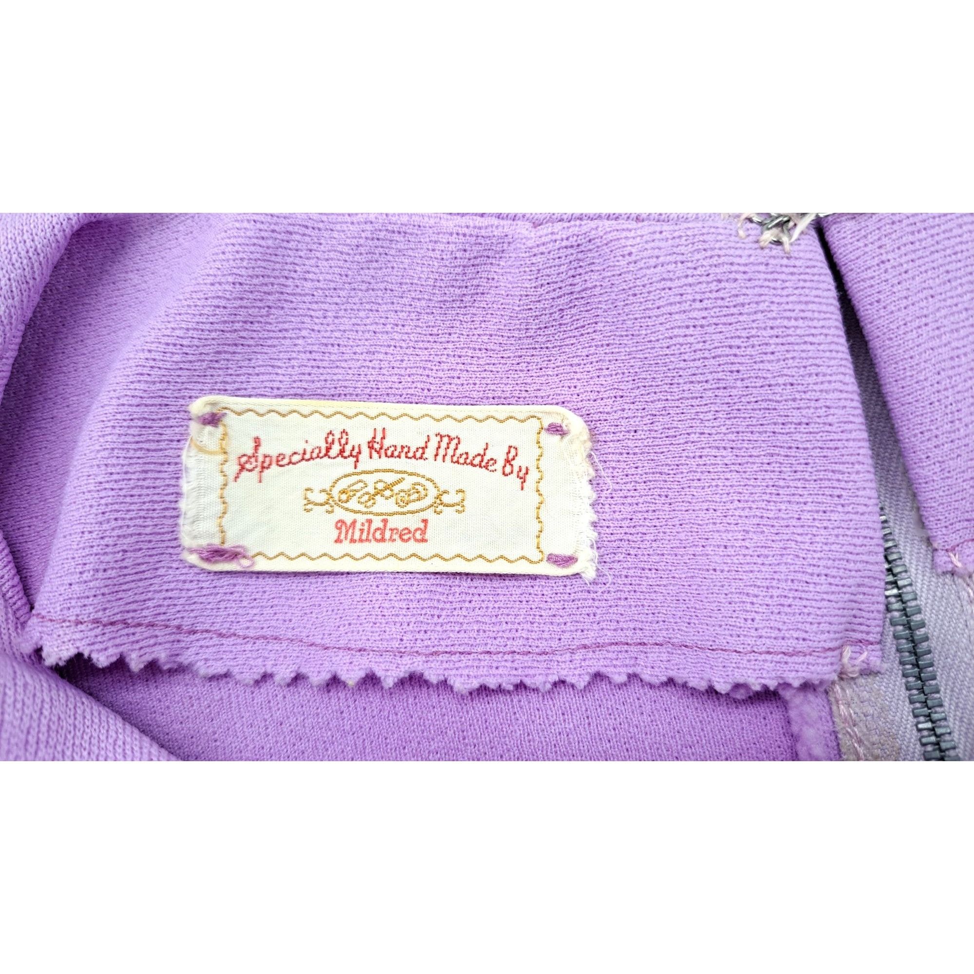 Handmade Vintage Handmade Lavender Shift Dress Butterfly 1970s Large Size L / US 10 / IT 46 - 5 Thumbnail