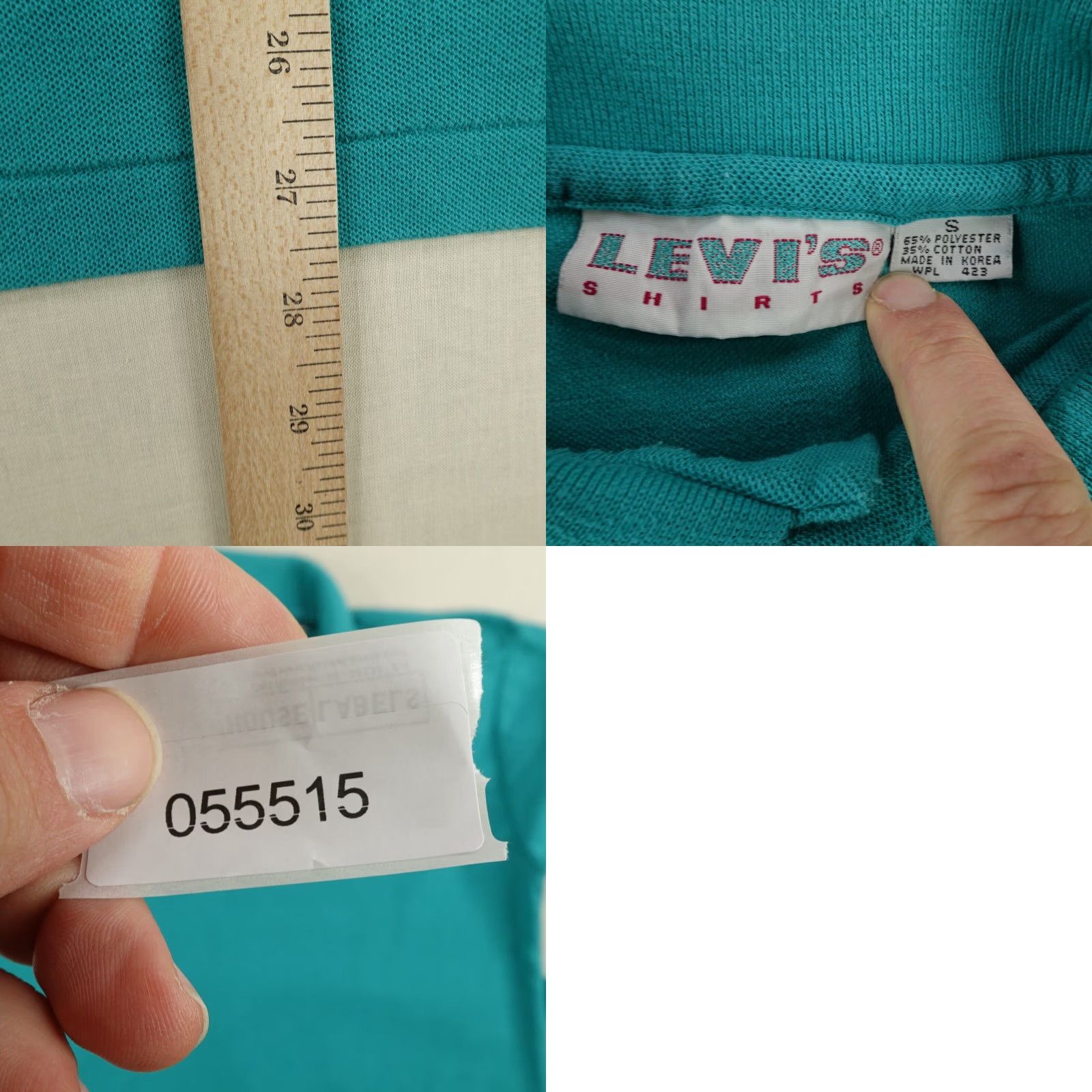 Levi's VINTAGE Levis Polo Shirt Small Mens Blue Teal Short Sleeve Logo Rugby 90s 1991 Size US S / EU 44-46 / 1 - 8 Thumbnail