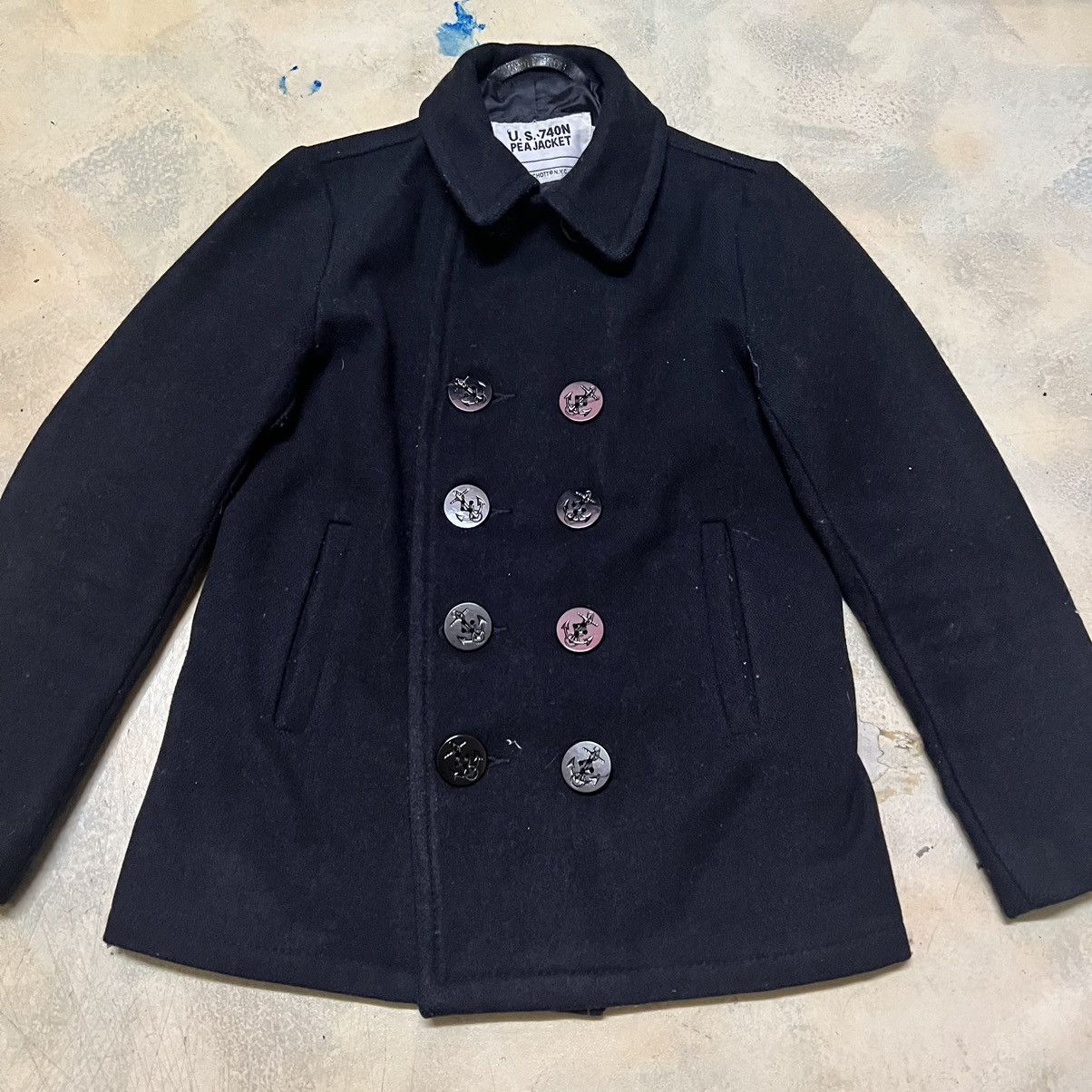 Schott Vintage U.S. 740N PEA JACKET by Scott Long Coat Heavy Jacket Size US S / EU 44-46 / 1 - 3 Thumbnail