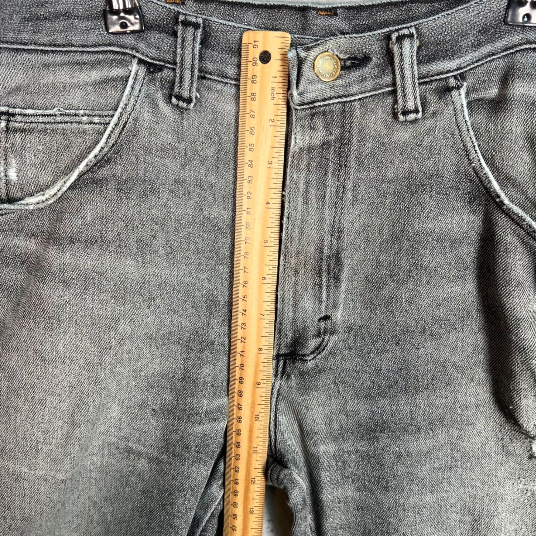 Wrangler Wrangler Gray Distressed Straight Leg Mens Denim Jeans Size 32 Size US 32 / EU 48 - 7 Thumbnail
